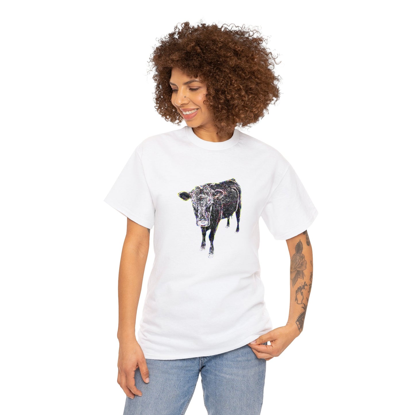 Vintage Retro Cow on the Farm Heavy Cotton Tee