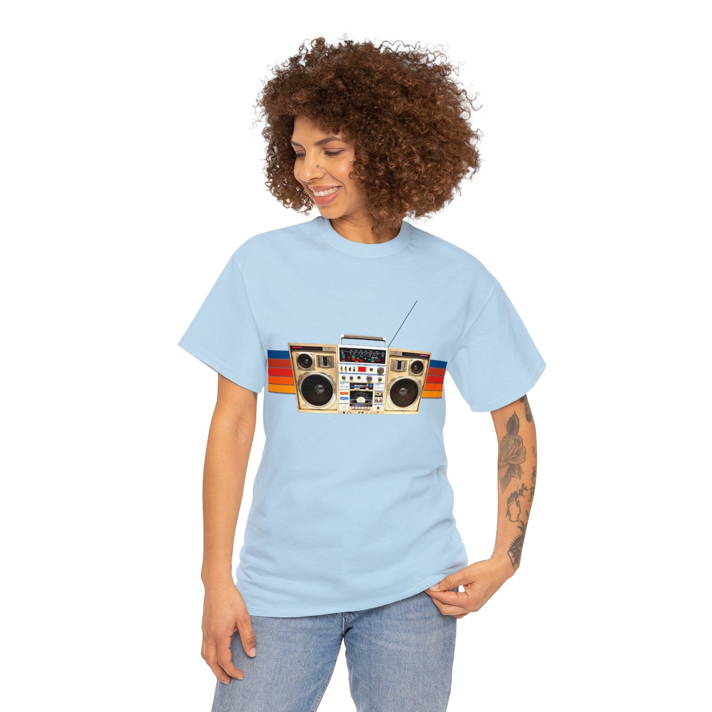 Jam Box, Ghetto Blaster, Boombox, Vintage Radio, Retro Cassette Player Heavy Cotton Tee