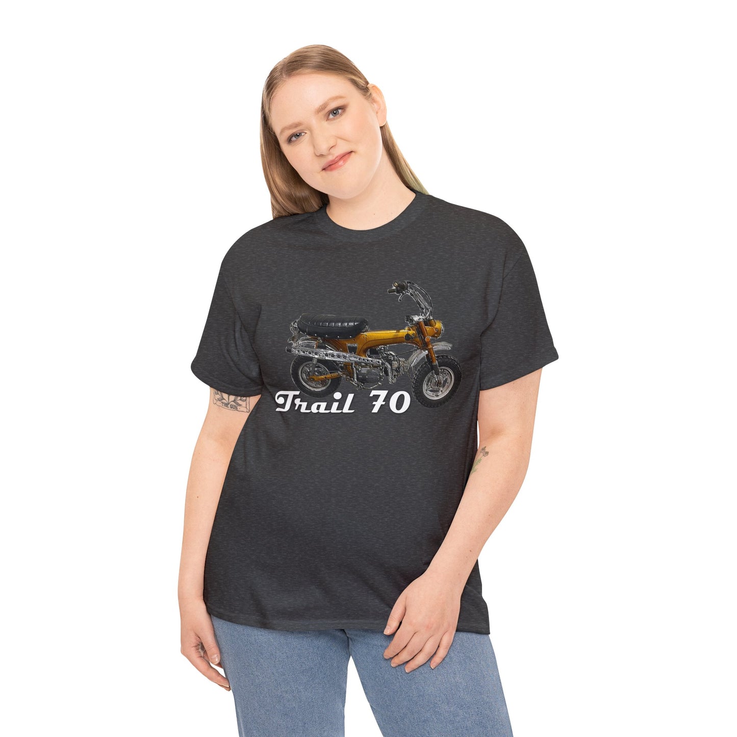 Trail 70 Mini BIke, Vintage Mini Bike, Retro Mini Bike Heavy Cotton Tee