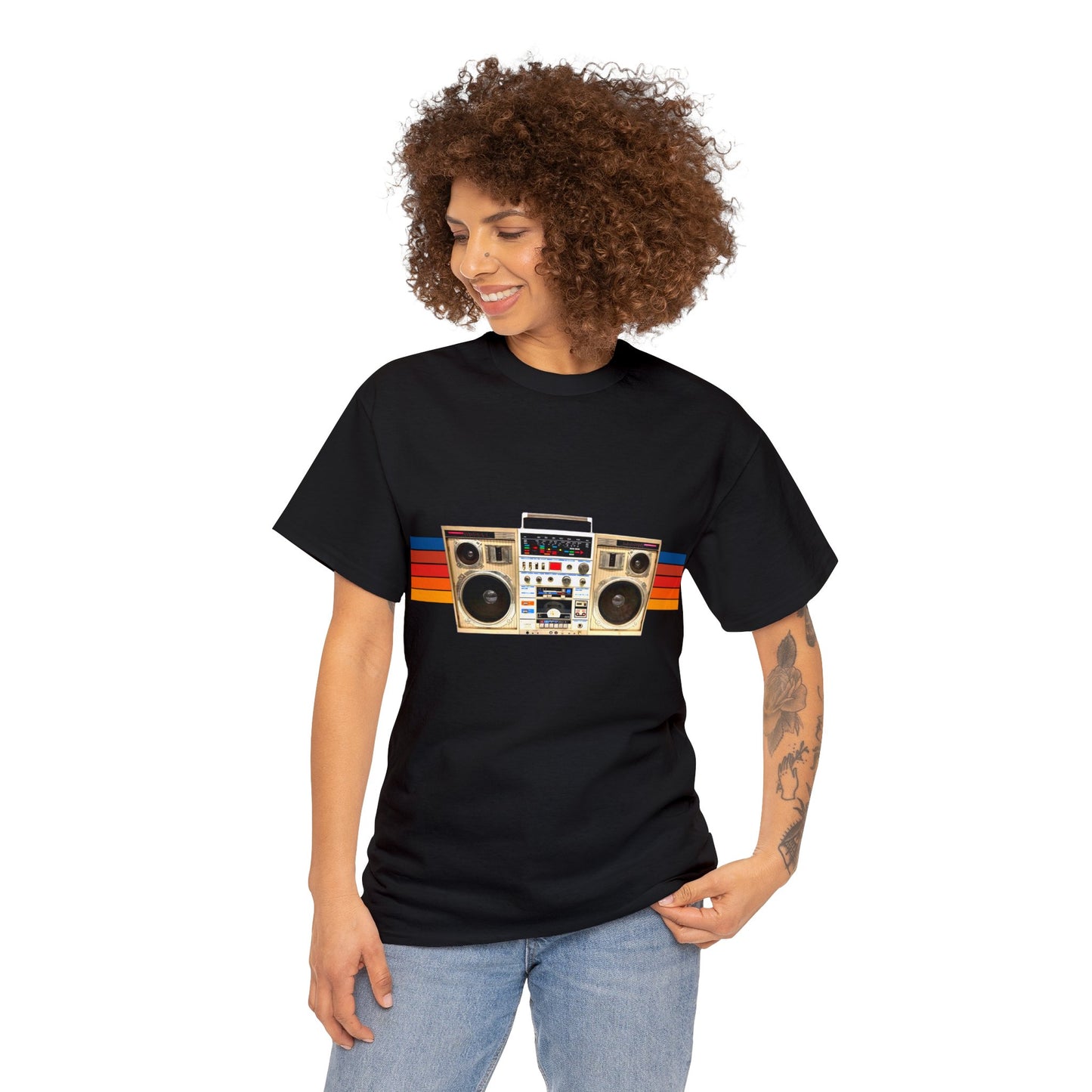 Jam Box, Ghetto Blaster, Boombox, Vintage Radio, Retro Cassette Player Heavy Cotton Tee