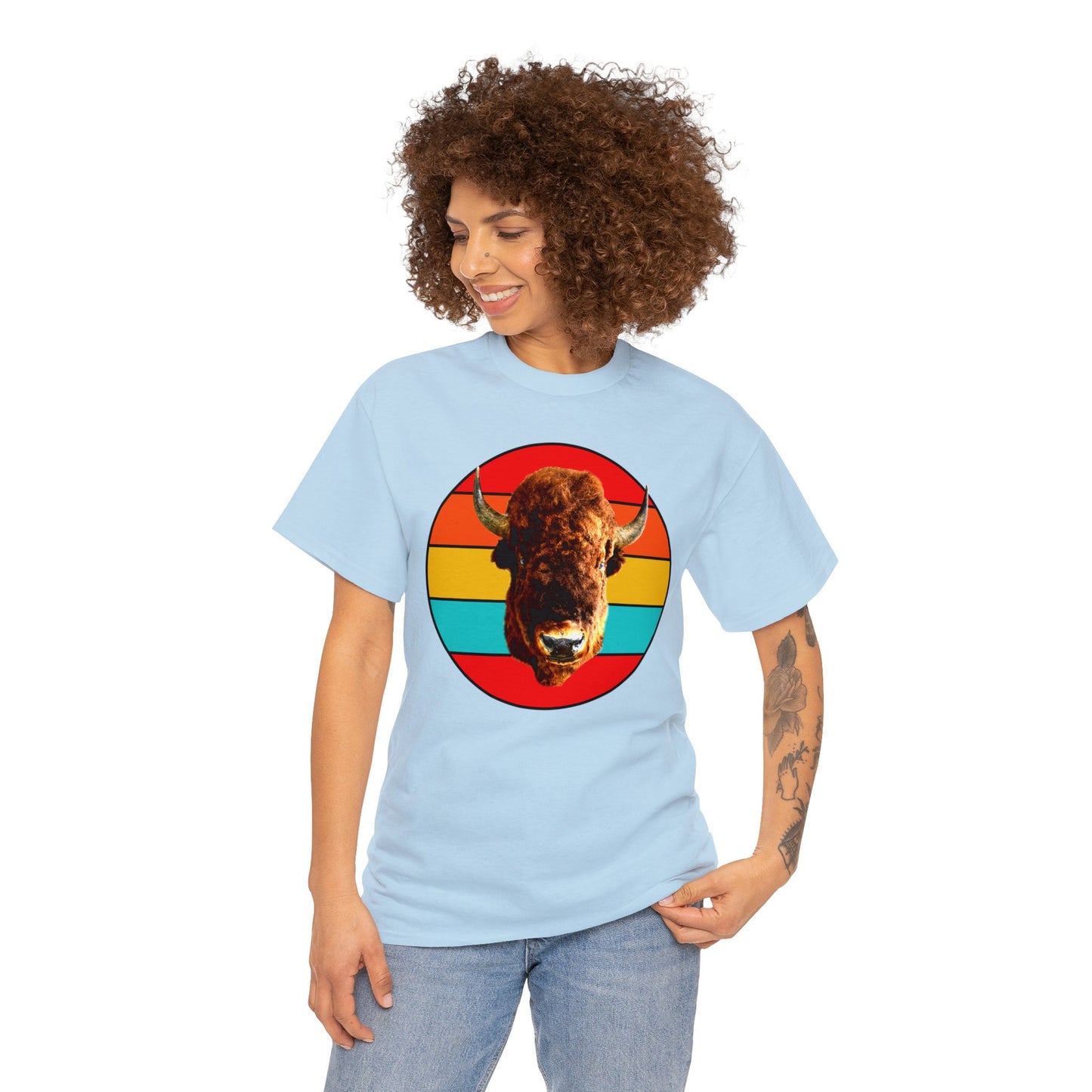 Buffalo Bison Head, Buffalo Mount, Wild Buffalo Heavy Cotton Tee