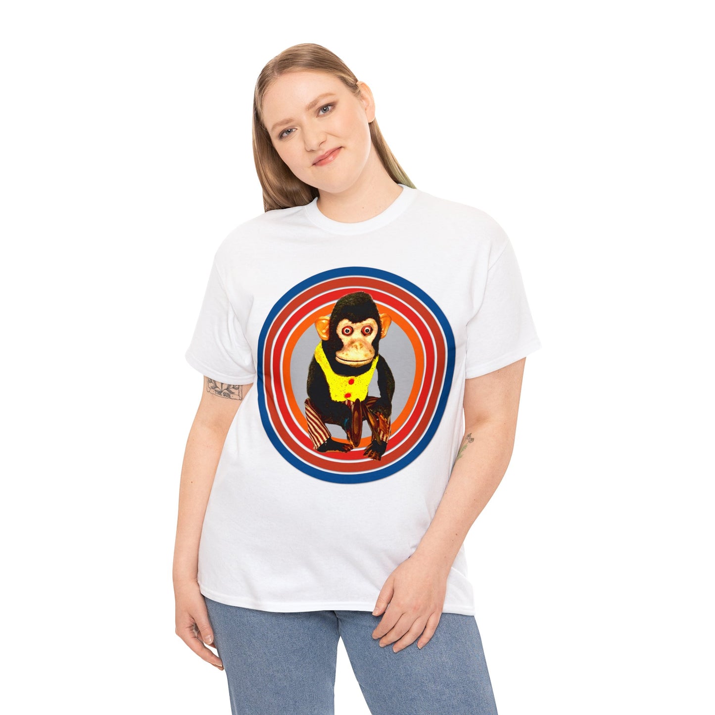 Cymbal Chimp Toy, Jolly Monkey With Cymbals Vintage Retro Heavy Cotton Tee