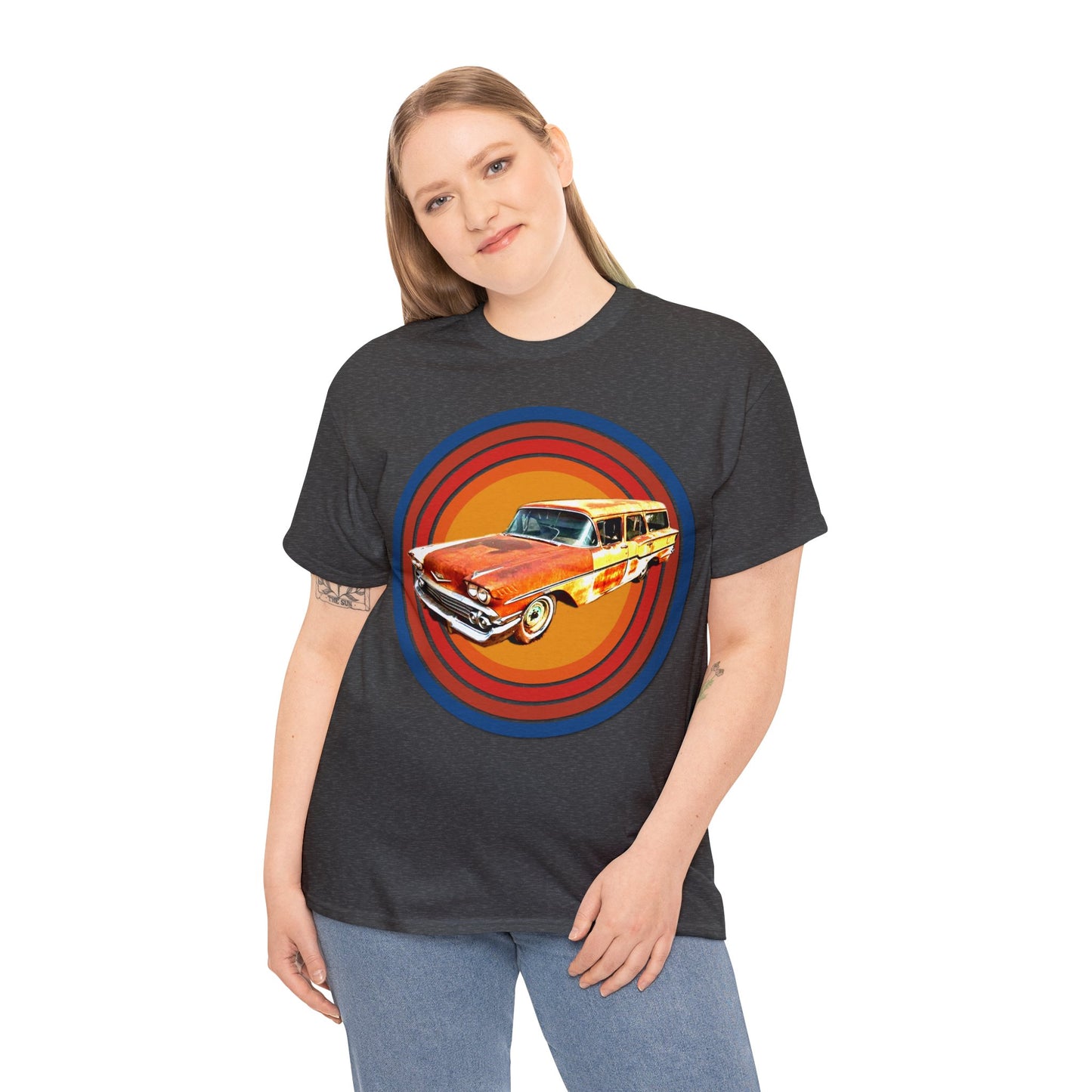 Vintage 1950's Station Wagon Car, Rusty Old Station Wagon, Vintage Station Wagon Heavy Cotton Tee