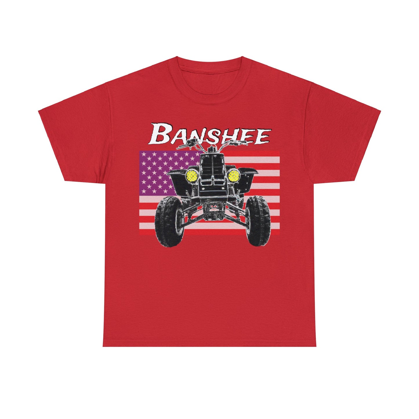 Banshee Quad ATV, Banshee Four Wheeler, Quad Bike American Flag Heavy Cotton Tee