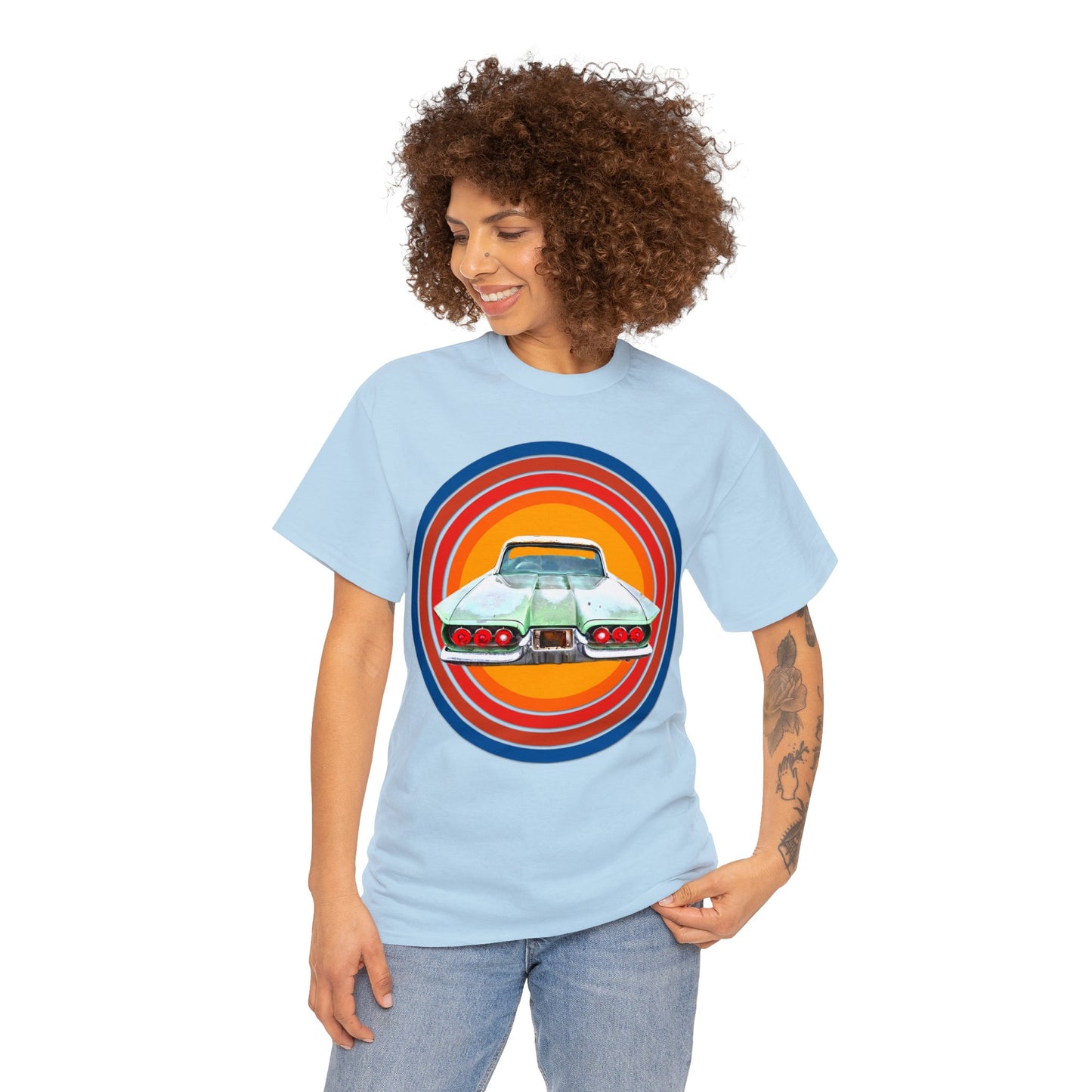 1960s Thunderbird Vintage American Automobile, Antique American Car Heavy Cotton Tee