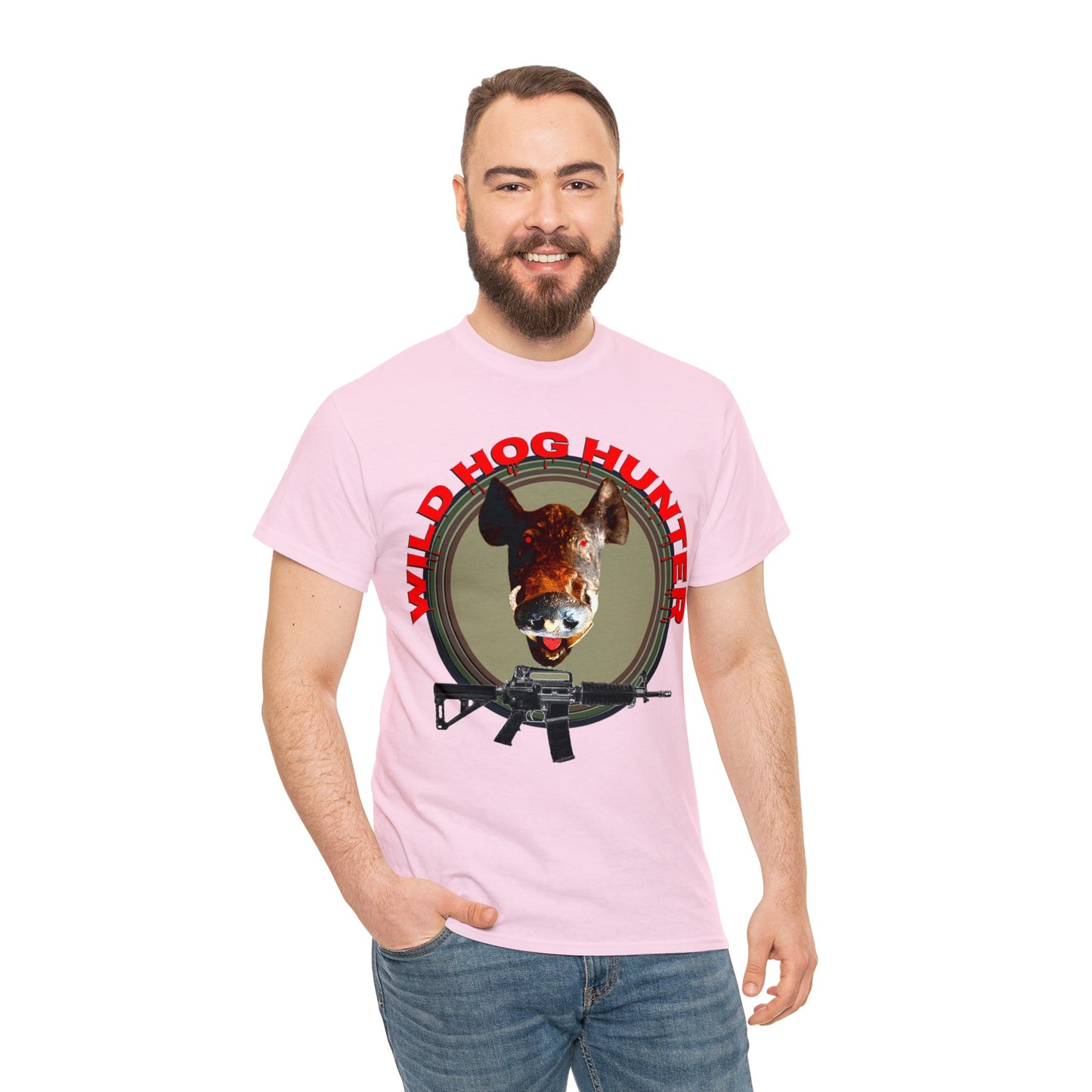 Wild Hog Hunter, Wild Hog, Hog Wild, Hog Boar Hunting Heavy Cotton Tee