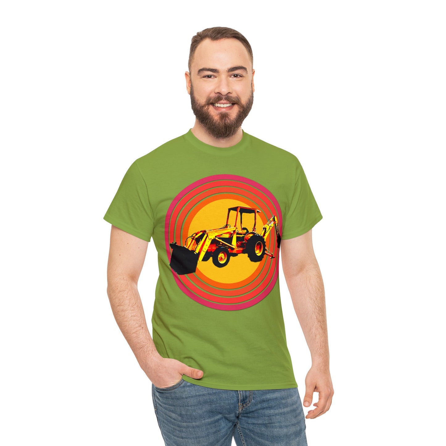 Back Hoe, Tractor, Bulldozer, Excavator, Construction, Under Construction Heavy Cotton Tee