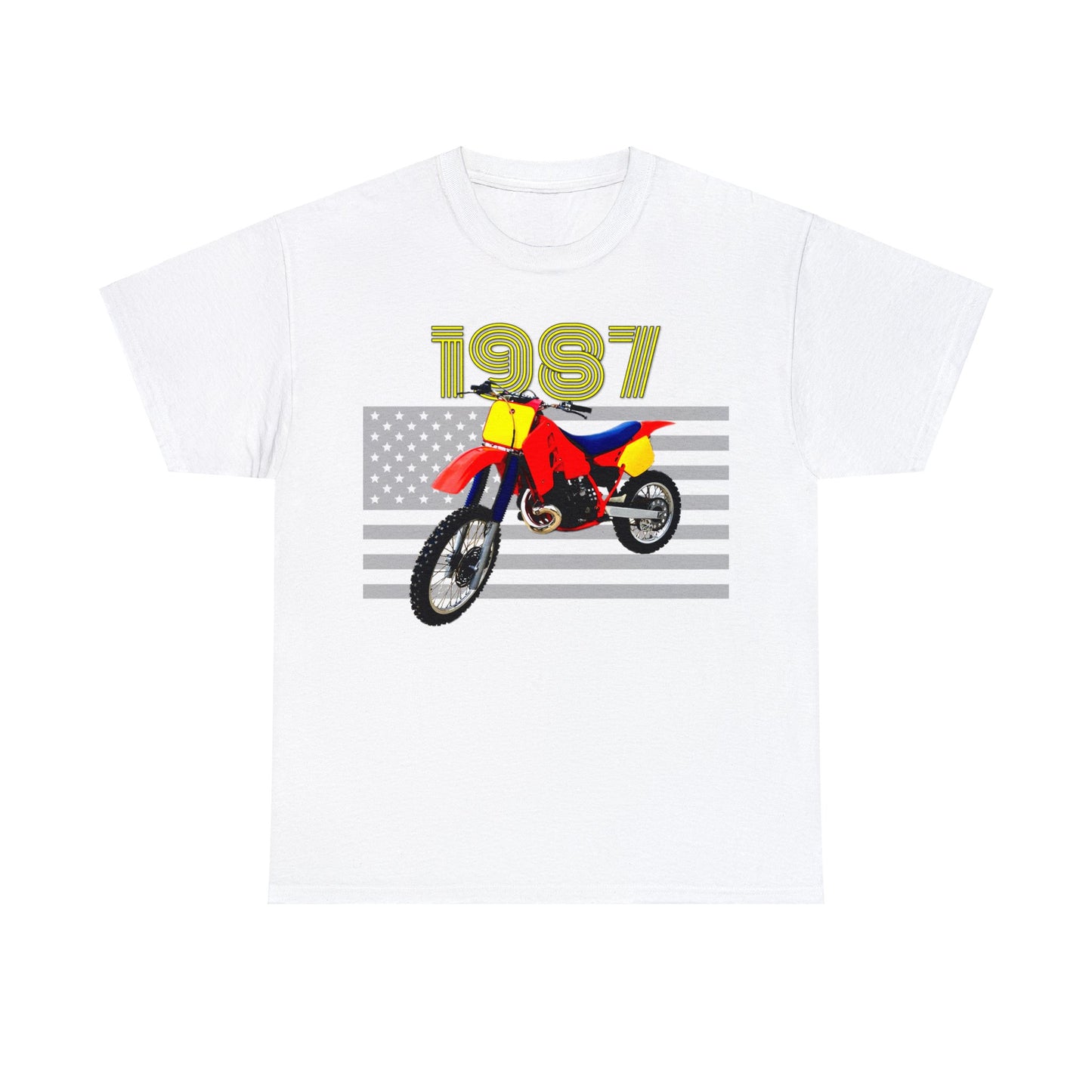 CR 500 Vintage Retro Motorcross Motocross Motorcycle American Flag Dirt Bike Heavy Cotton Tee