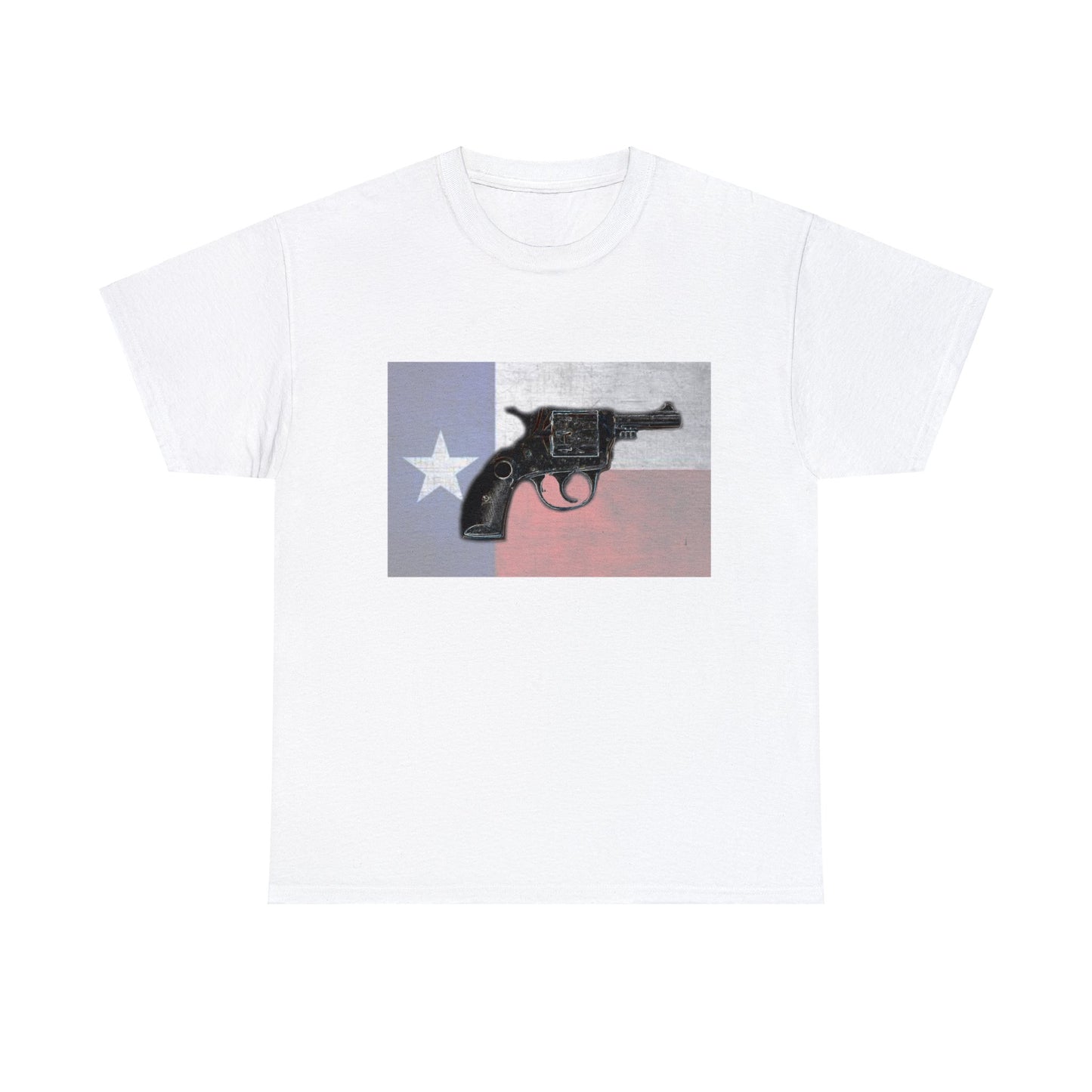 Vintage Pistol Revolver Texas Flag Heavy Cotton Tee