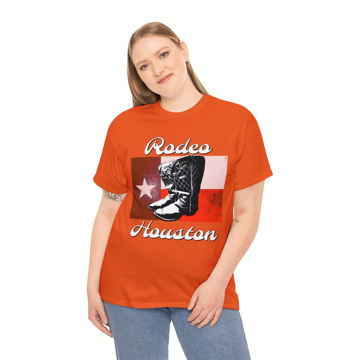 Vintage Rodeo Houston Texas Flag Bronc Buster Heavy Cotton Tee