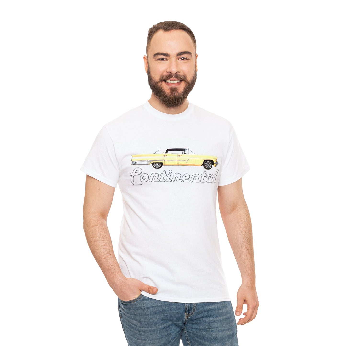 1959 Continental Retro Vintage American Car With Tail Fins Heavy Cotton Tee