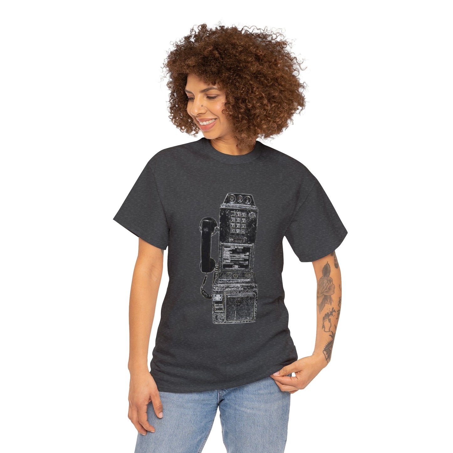 Vintage Retro Pay Phone Antique Telephone Phone Heavy Cotton Tee