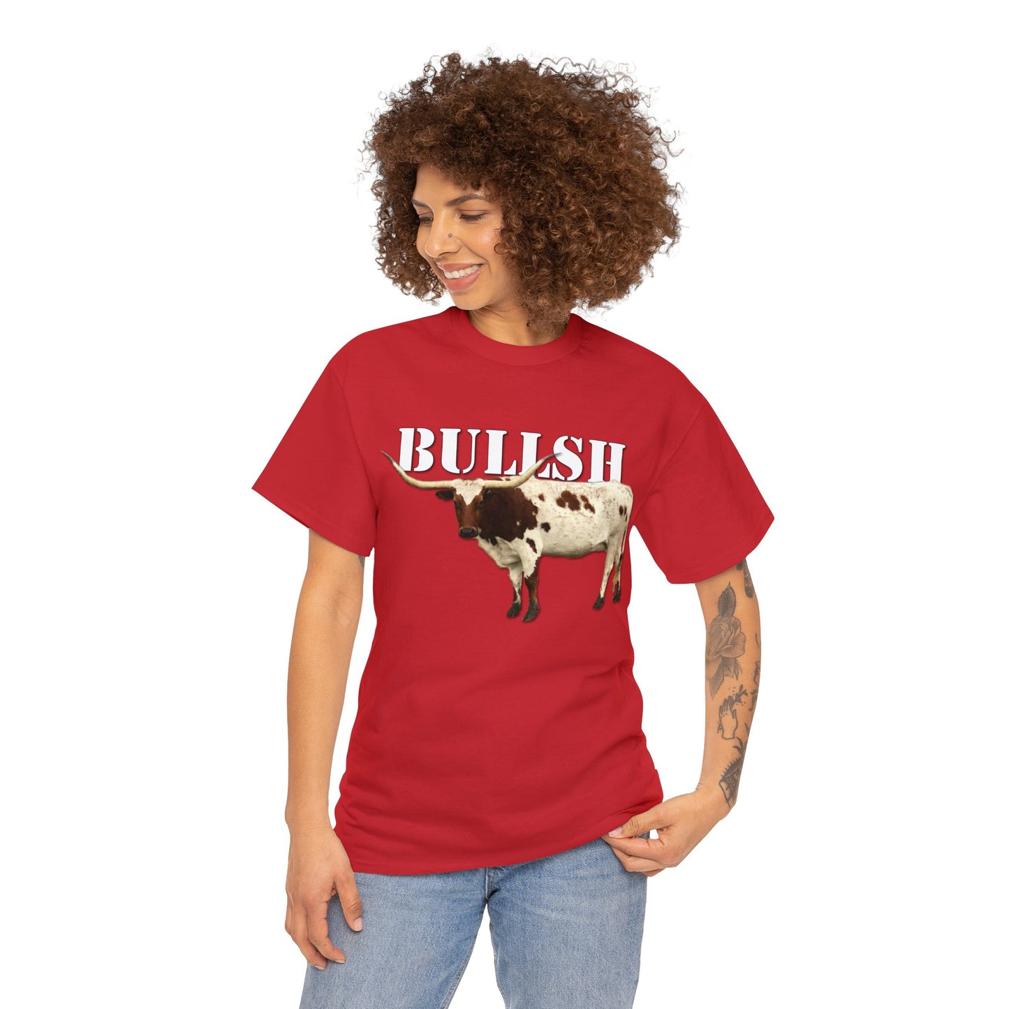 Bullsh, Longhorn, Cow, Cattle, Funny, Texas, Country Heavy Cotton Tee