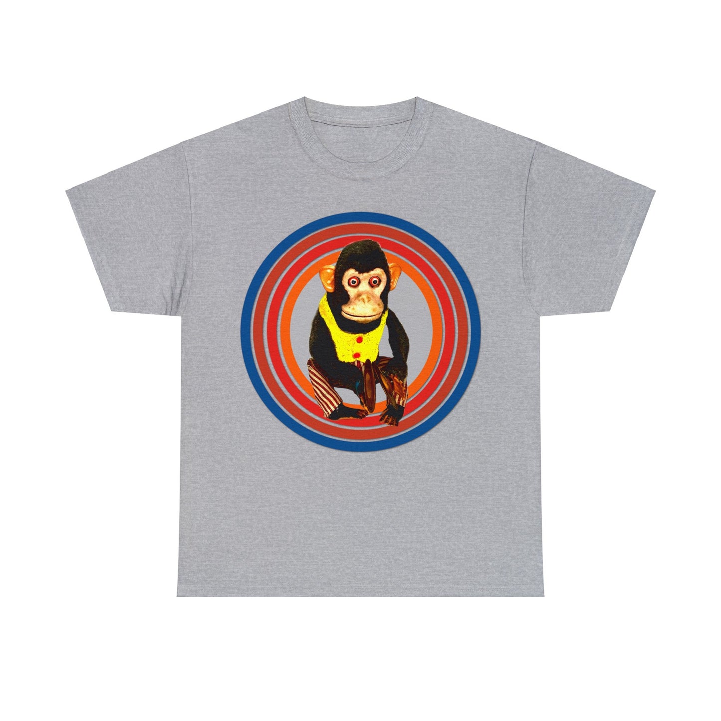 Cymbal Chimp Toy, Jolly Monkey With Cymbals Vintage Retro Heavy Cotton Tee