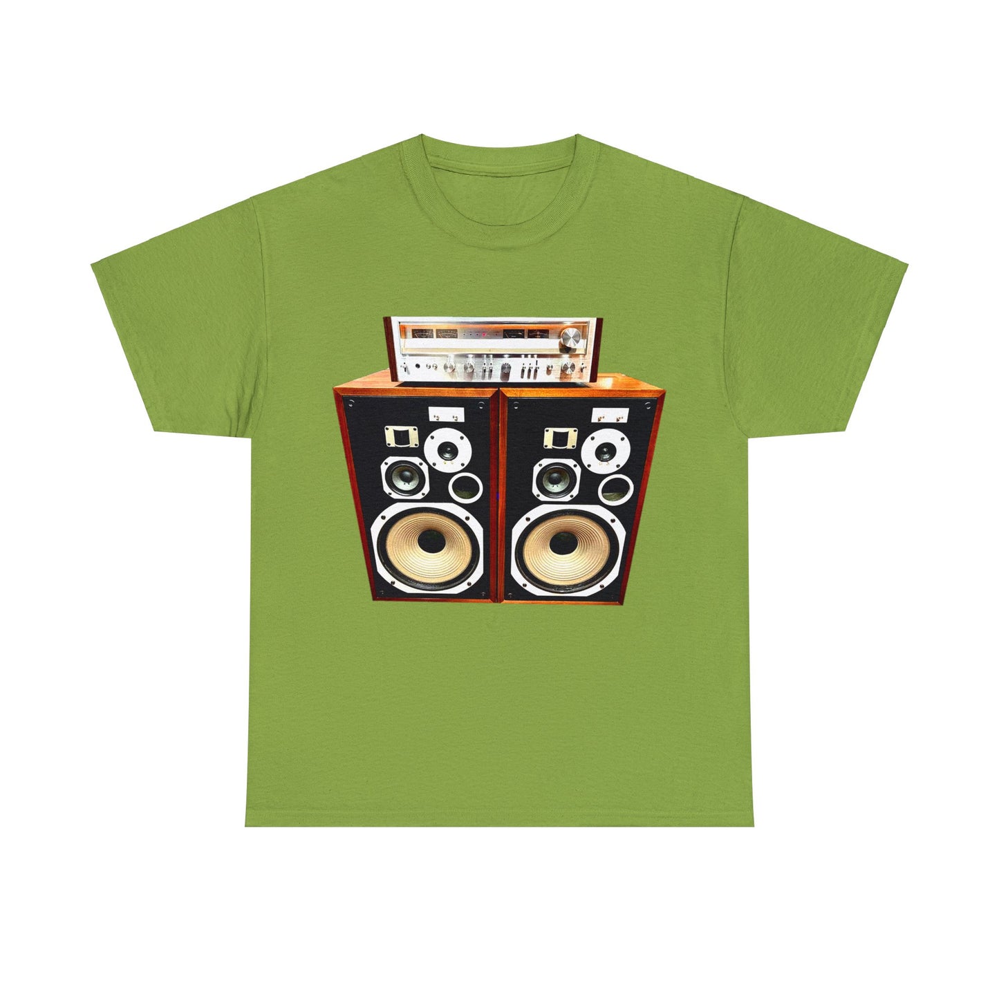 Vintage Stereo Receiver and Speakers, Audiophile, Retro Stereo, High Fidelity Heavy Cotton Tee