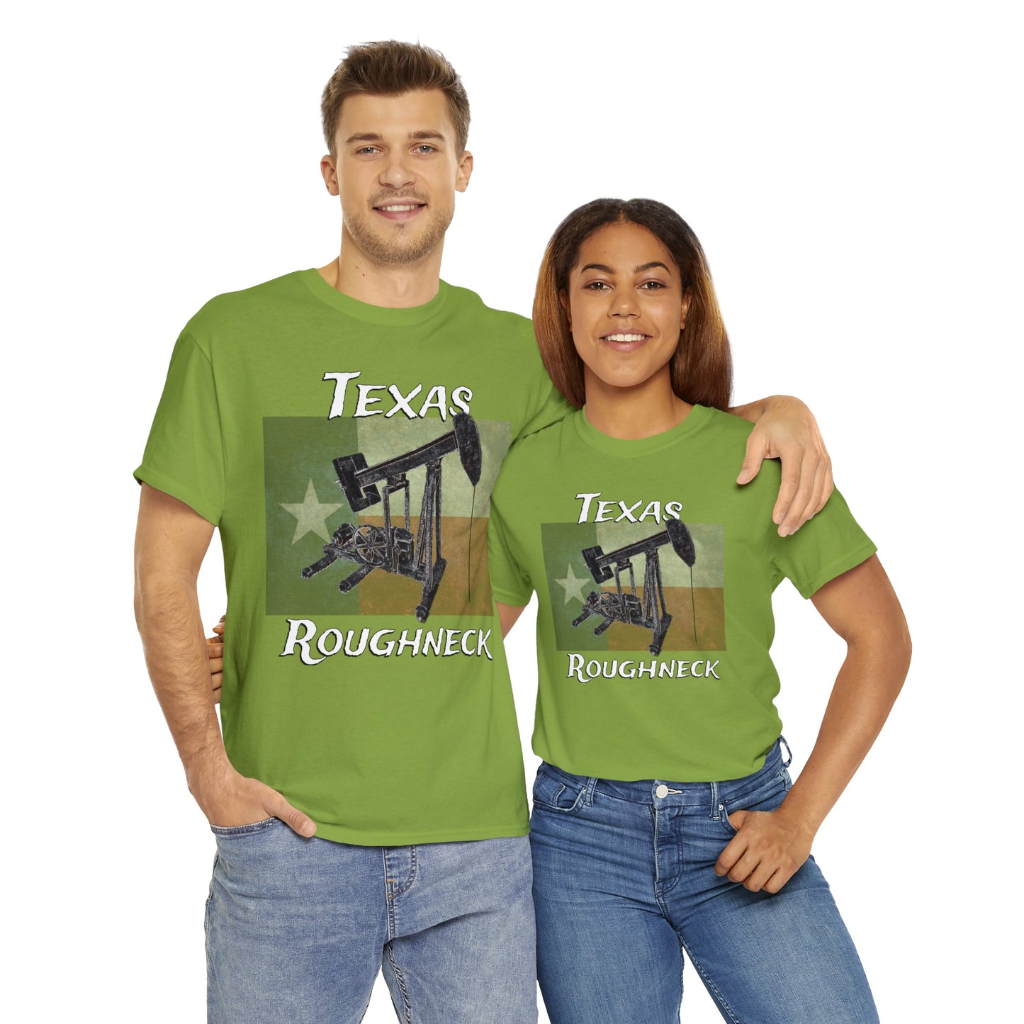 Texas Oil Worker, Rough Neck, Pump Jack Heavy Cotton Tee