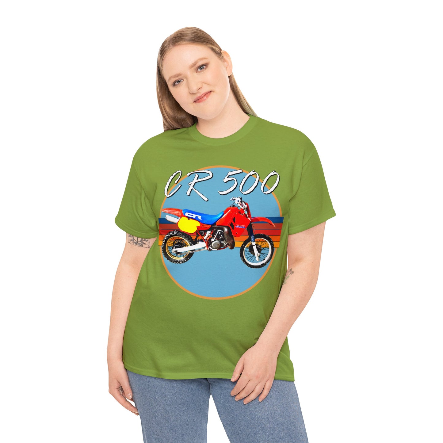 CR 500 Vintage Retro Motor Cross Motocross Motorcycle Dirt Bike Heavy Cotton Tee