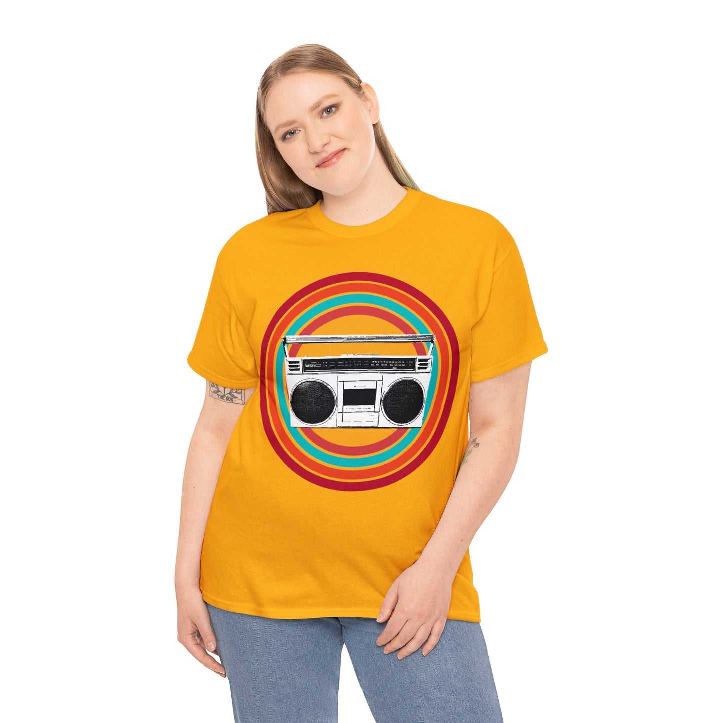 Jam Box, Ghetto Blaster, Boombox, Vintage Radio, Retro Cassette Player Heavy Cotton Tee