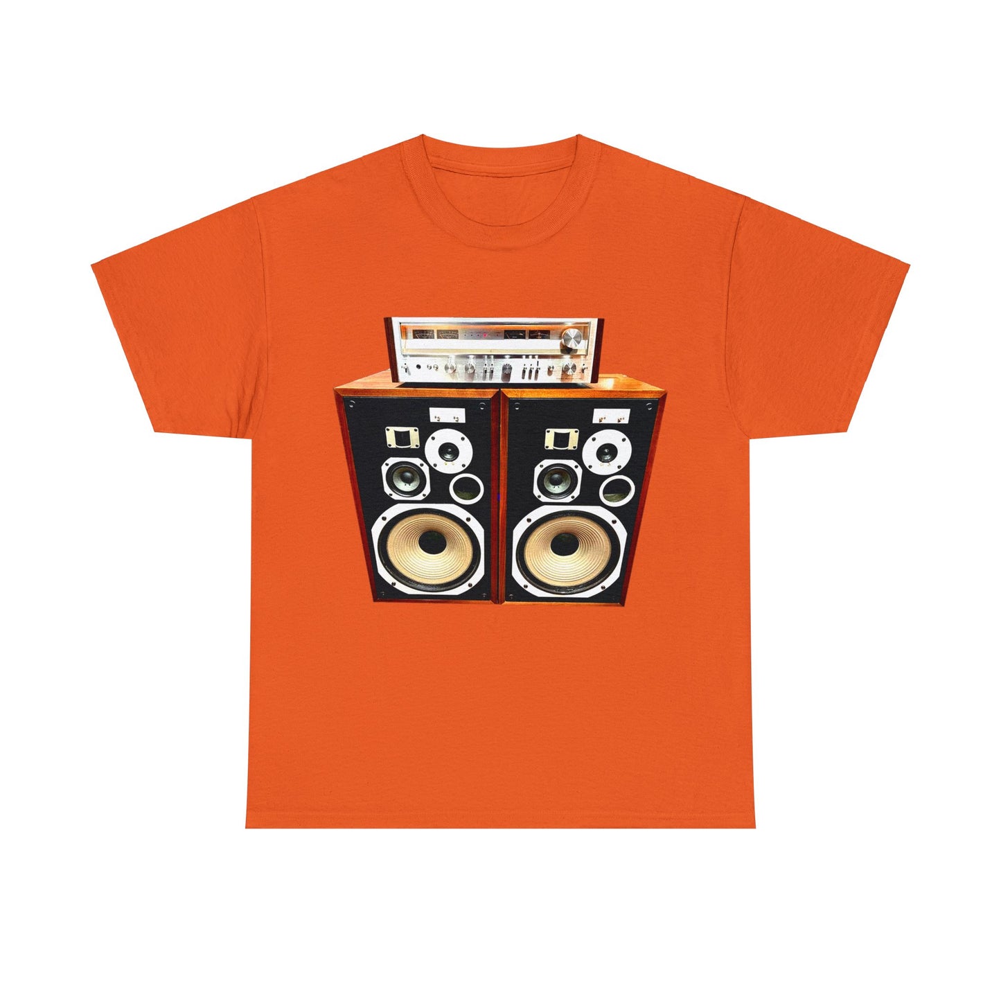 Vintage Stereo Receiver and Speakers, Audiophile, Retro Stereo, High Fidelity Heavy Cotton Tee