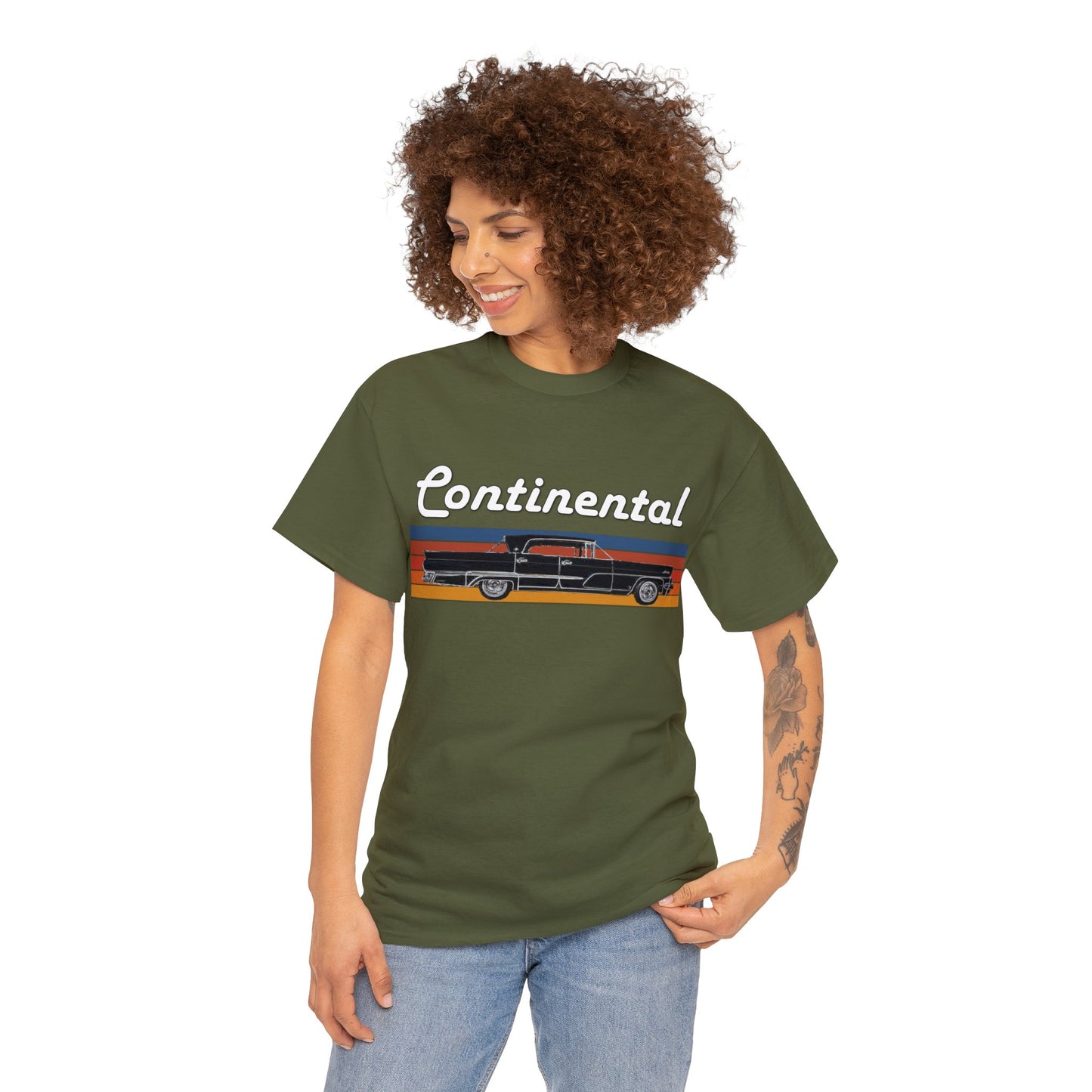 1959 Continental Retro Vintage American Car With Tail Fins Heavy Cotton Tee