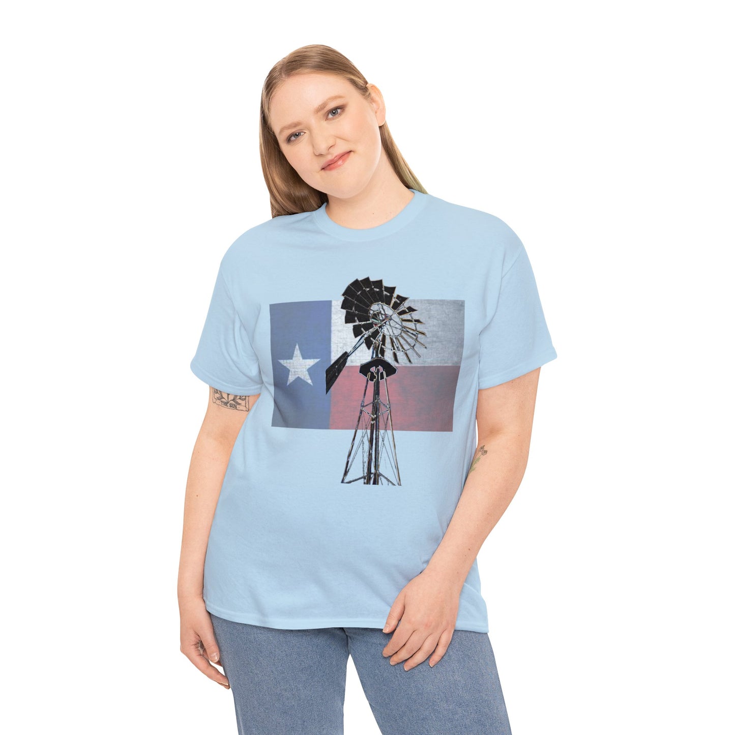 Texas Flag, Windmill, Country Boy, Country Girl, Farmer, Vintage, Retro Heavy Cotton Tee