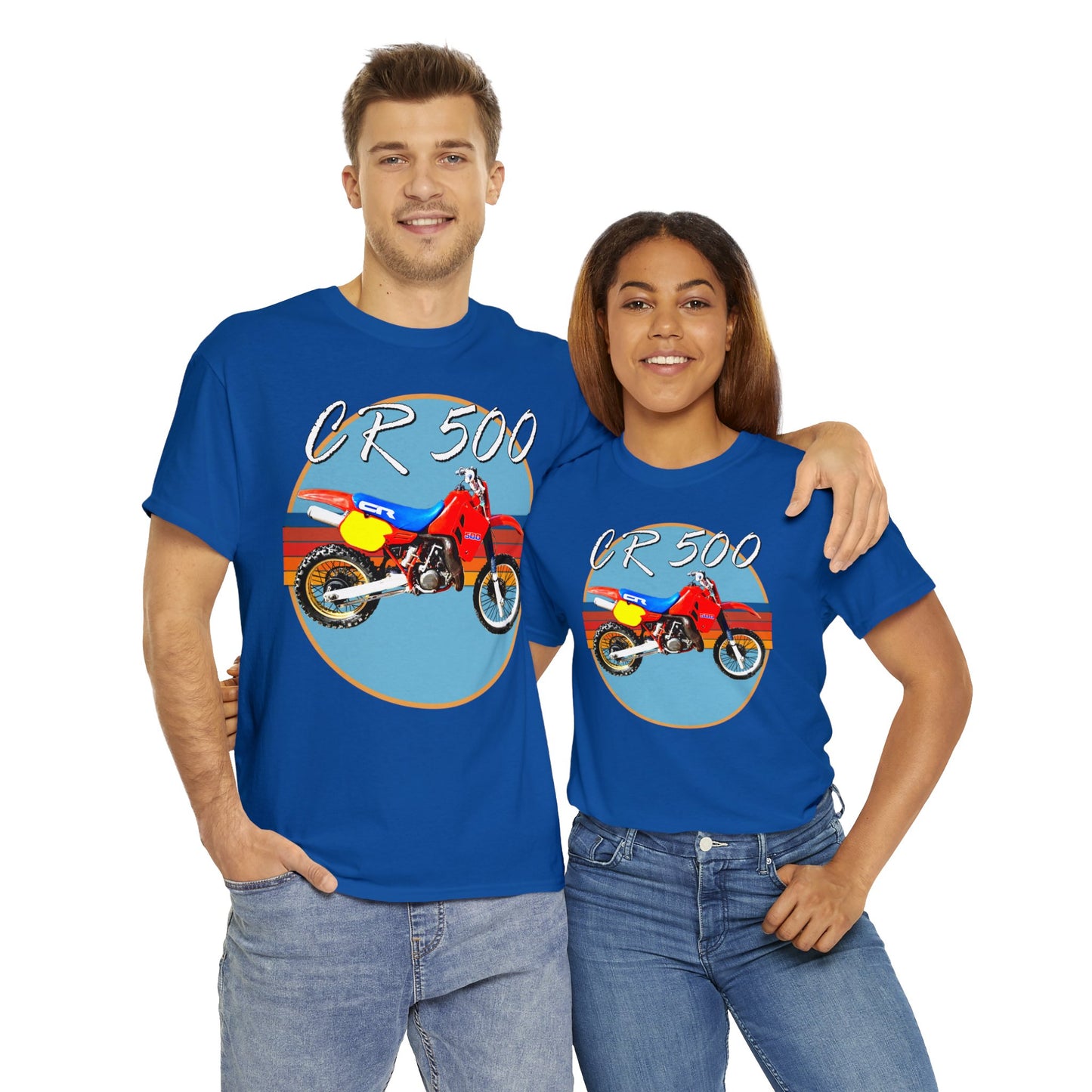 CR 500 Vintage Retro Motor Cross Motocross Motorcycle Dirt Bike Heavy Cotton Tee