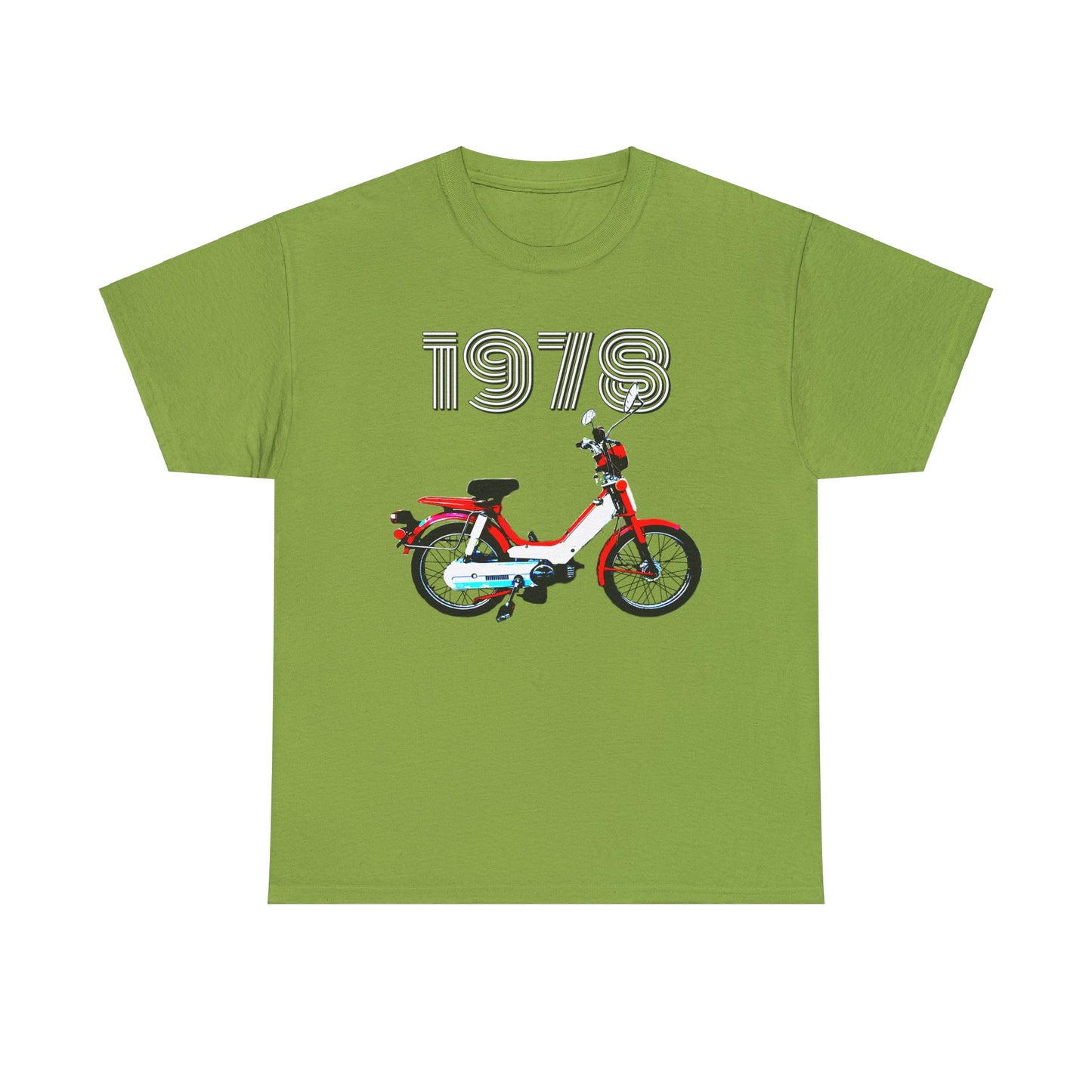 Vintage 1978 Pedal Moped Scooter Mini Bike Motorcycle Moped Heavy Cotton Tee