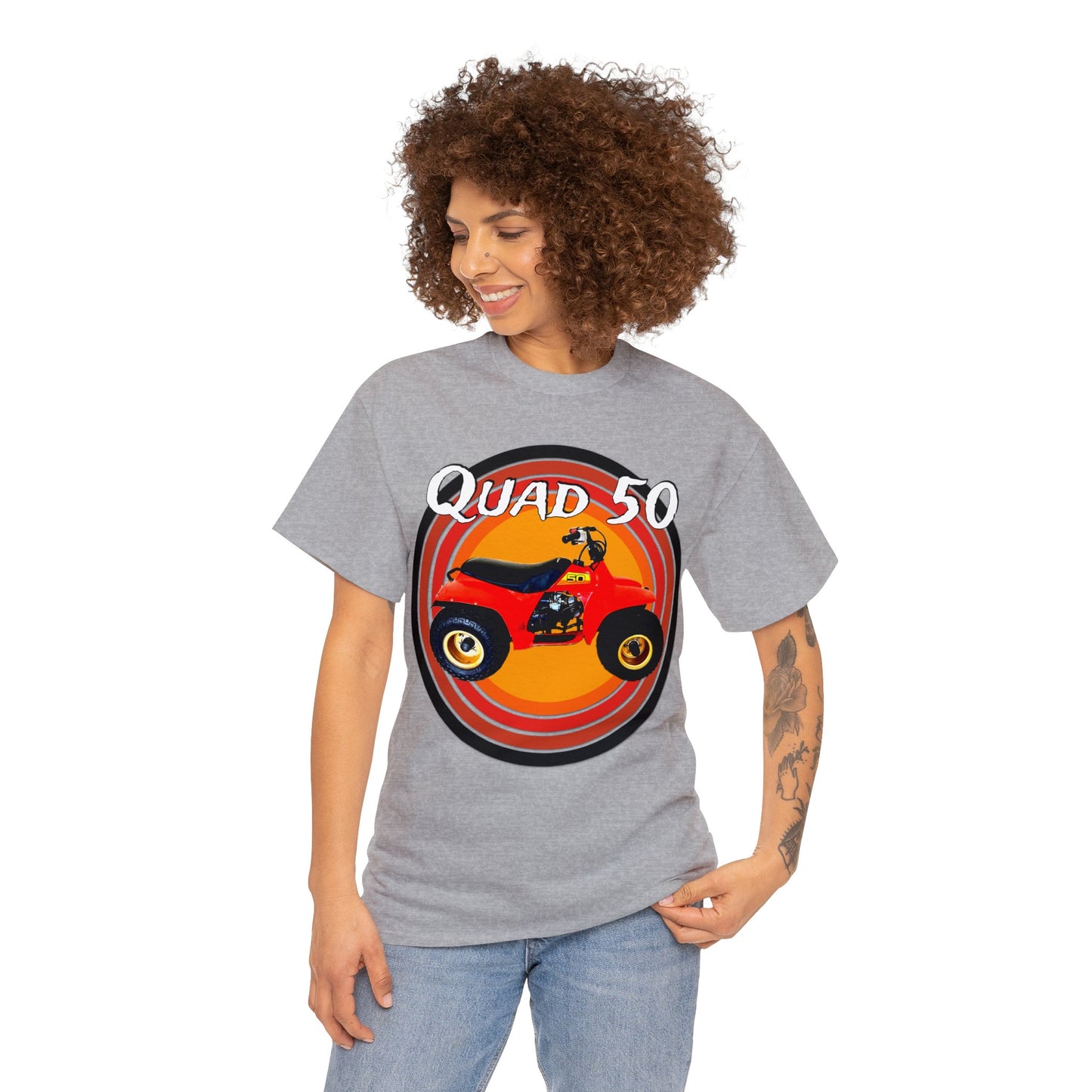 Quad 50, ATV, ATC, Quad Racer, Quadzilla, All Terrain Vehicle Heavy Cotton Tee