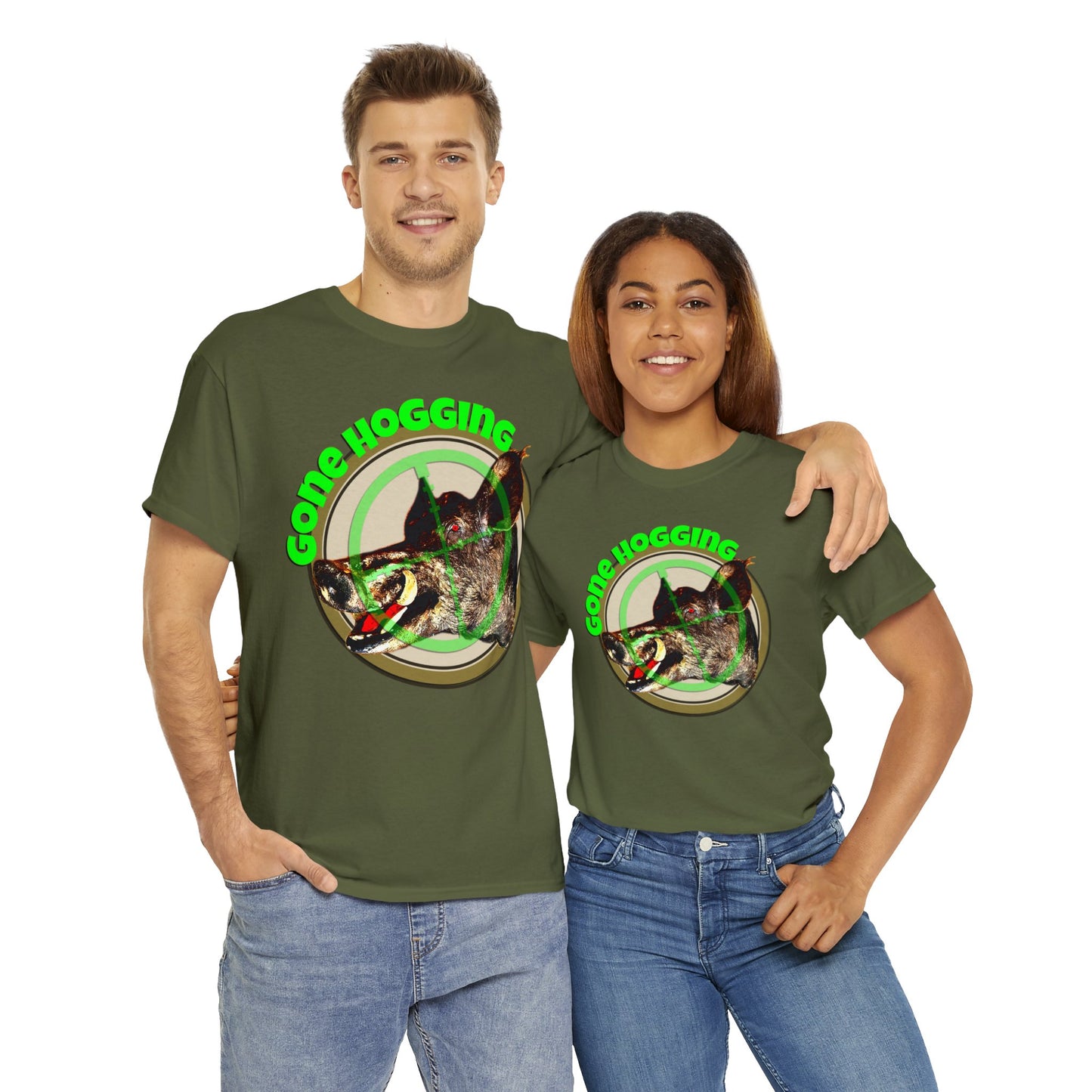 Wild Hog Hunter, Wild Hog, Hog Wild, Hog Boar Hunting Heavy Cotton Tee