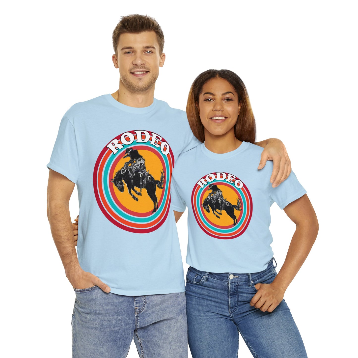 Rodeo, Bronco Rider, Bronc Buster, Cowboy Rider, Horse Rider, Wild Horse Heavy Cotton Tee