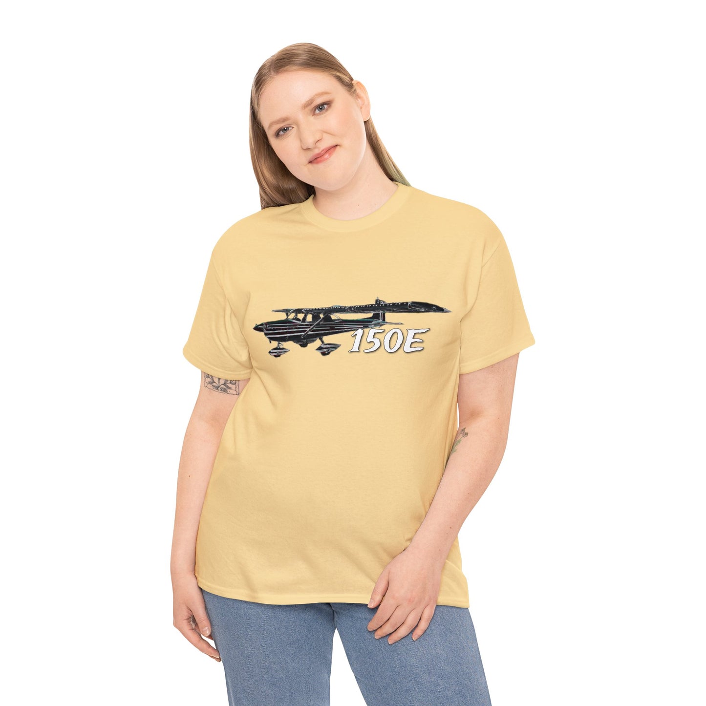 150 E Airplane, Propeller Plane, Prop Plane, Private Aircraft Heavy Cotton Tee