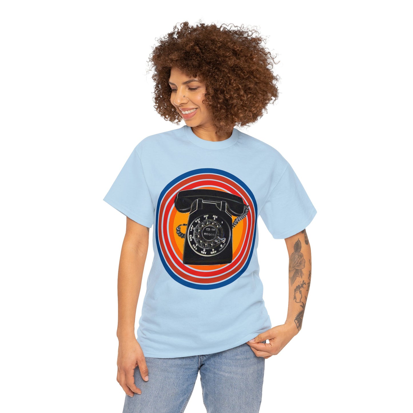 Vintage Retro Rotary Antique Telephone Phone Heavy Cotton Tee