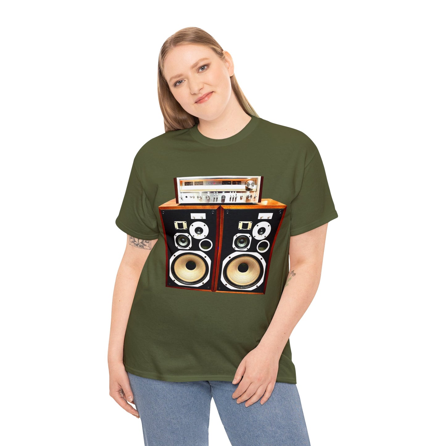 Vintage Stereo Receiver and Speakers, Audiophile, Retro Stereo, High Fidelity Heavy Cotton Tee