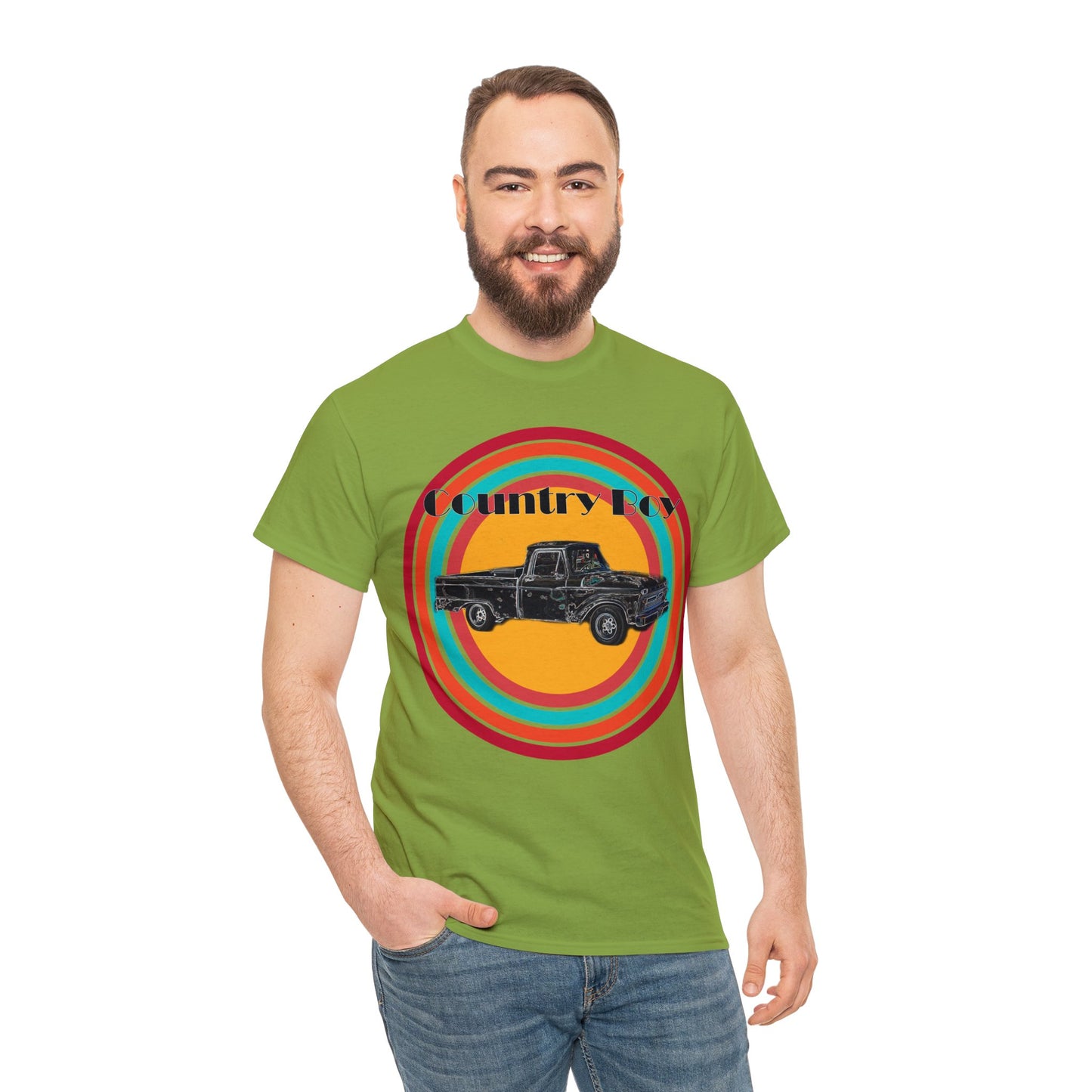 Country Boy Pickup Truck Western Unisex Heavy Cotton Tee