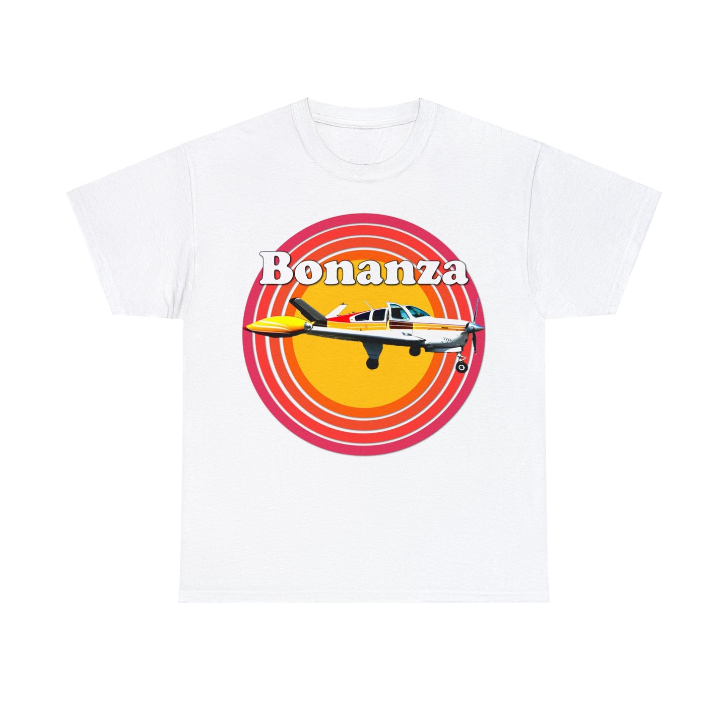 Vintage Bonanza Airplane, 1970s Private Airplane, Turbo Prop Aircraft Heavy Cotton Tee