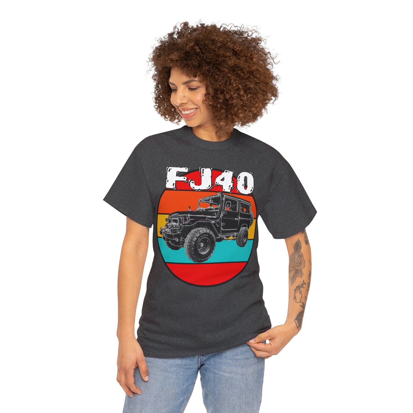 FJ 40 4x4 Off Road Truck Vintage Retro Heavy Cotton Tee