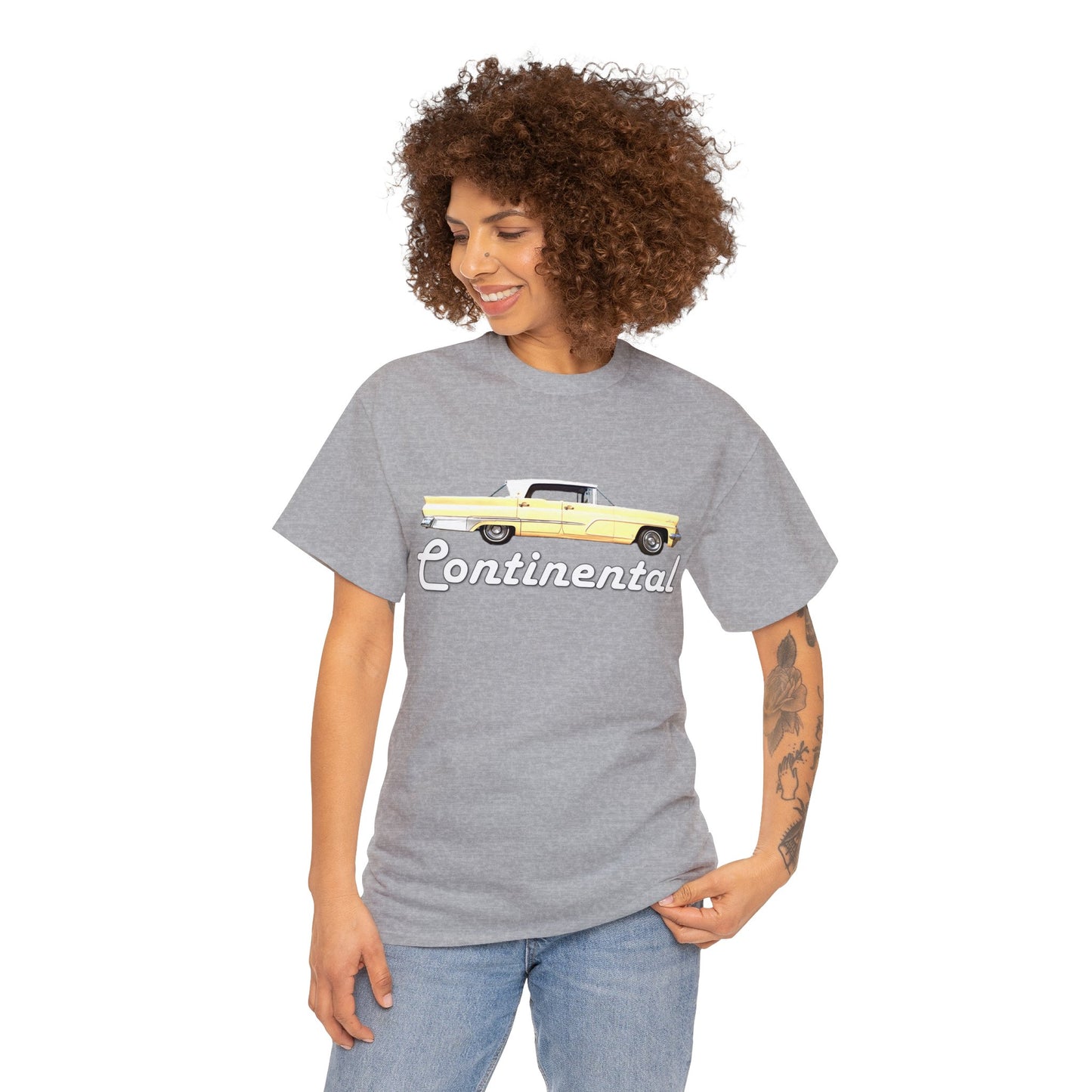 1959 Continental Retro Vintage American Car With Tail Fins Heavy Cotton Tee