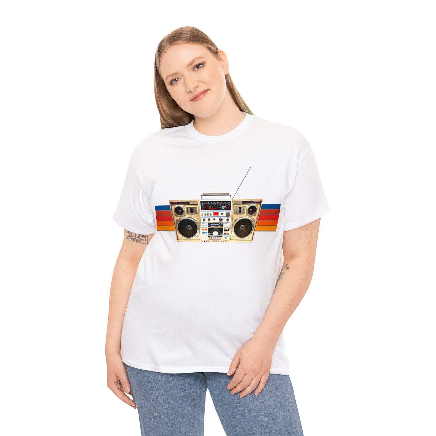 Jam Box, Ghetto Blaster, Boombox, Vintage Radio, Retro Cassette Player Heavy Cotton Tee