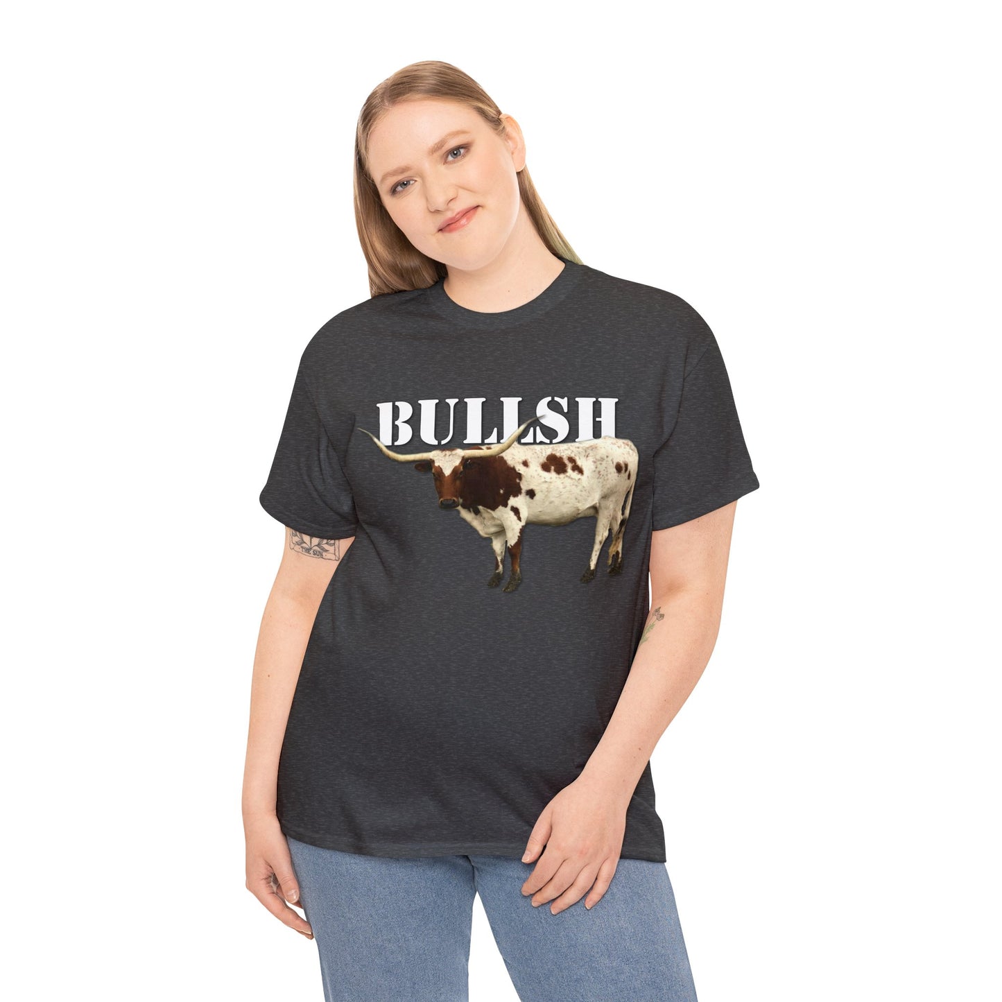 Bullsh, Longhorn, Cow, Cattle, Funny, Texas, Country Heavy Cotton Tee