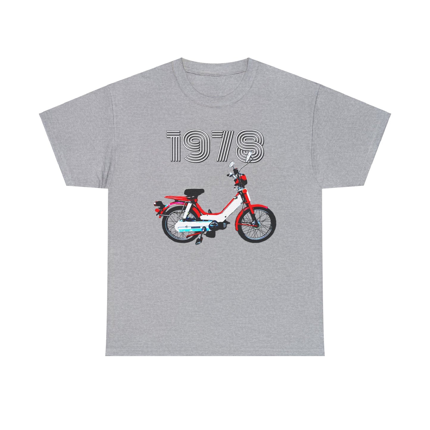 Vintage 1978 Pedal Moped Scooter Mini Bike Motorcycle Moped Heavy Cotton Tee