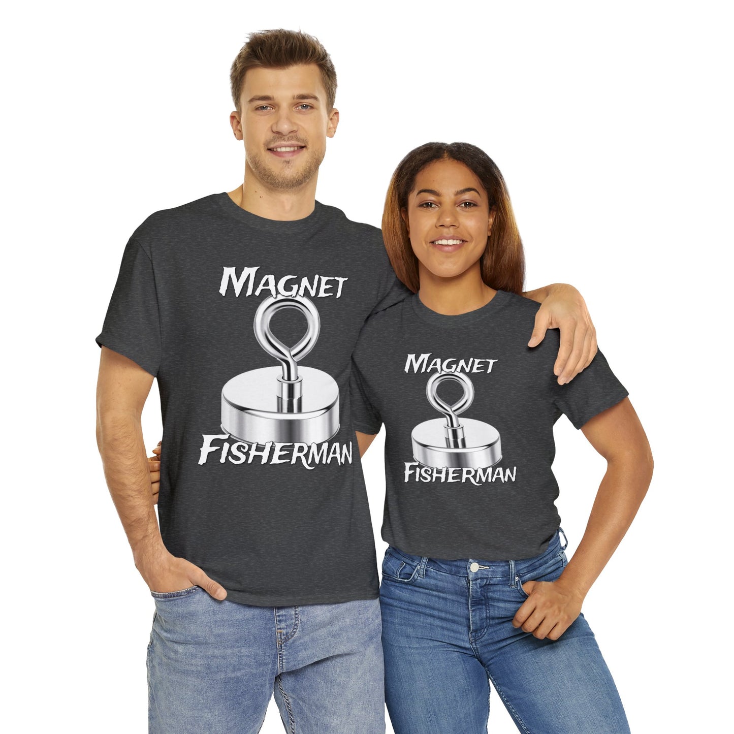 Cool Magnet Fisherman Fishing Unisex Heavy Cotton Tee