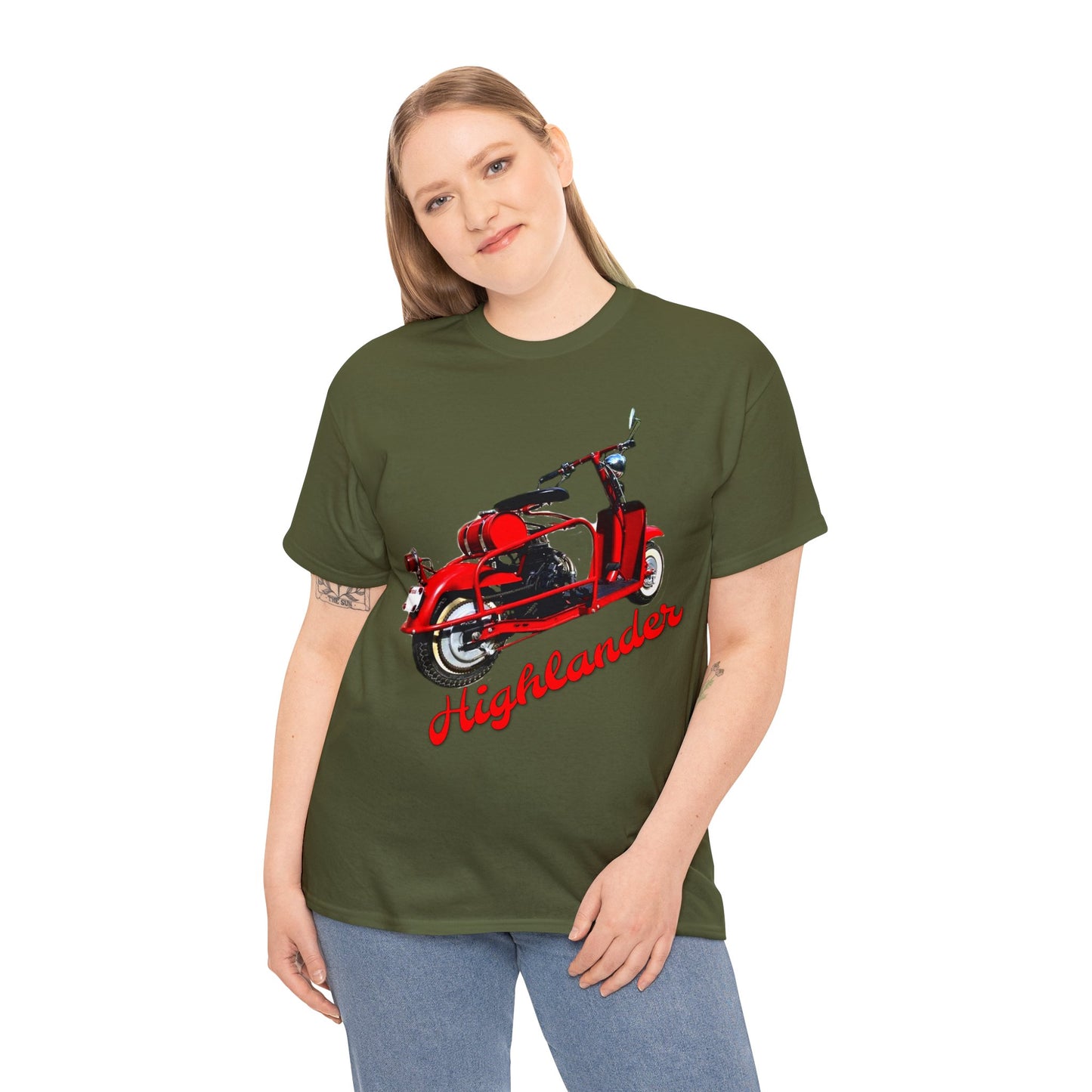 Highlander Mini Bike, Vintage Scooter, Retro Scooter, Moped, Minibike Heavy Cotton Tee