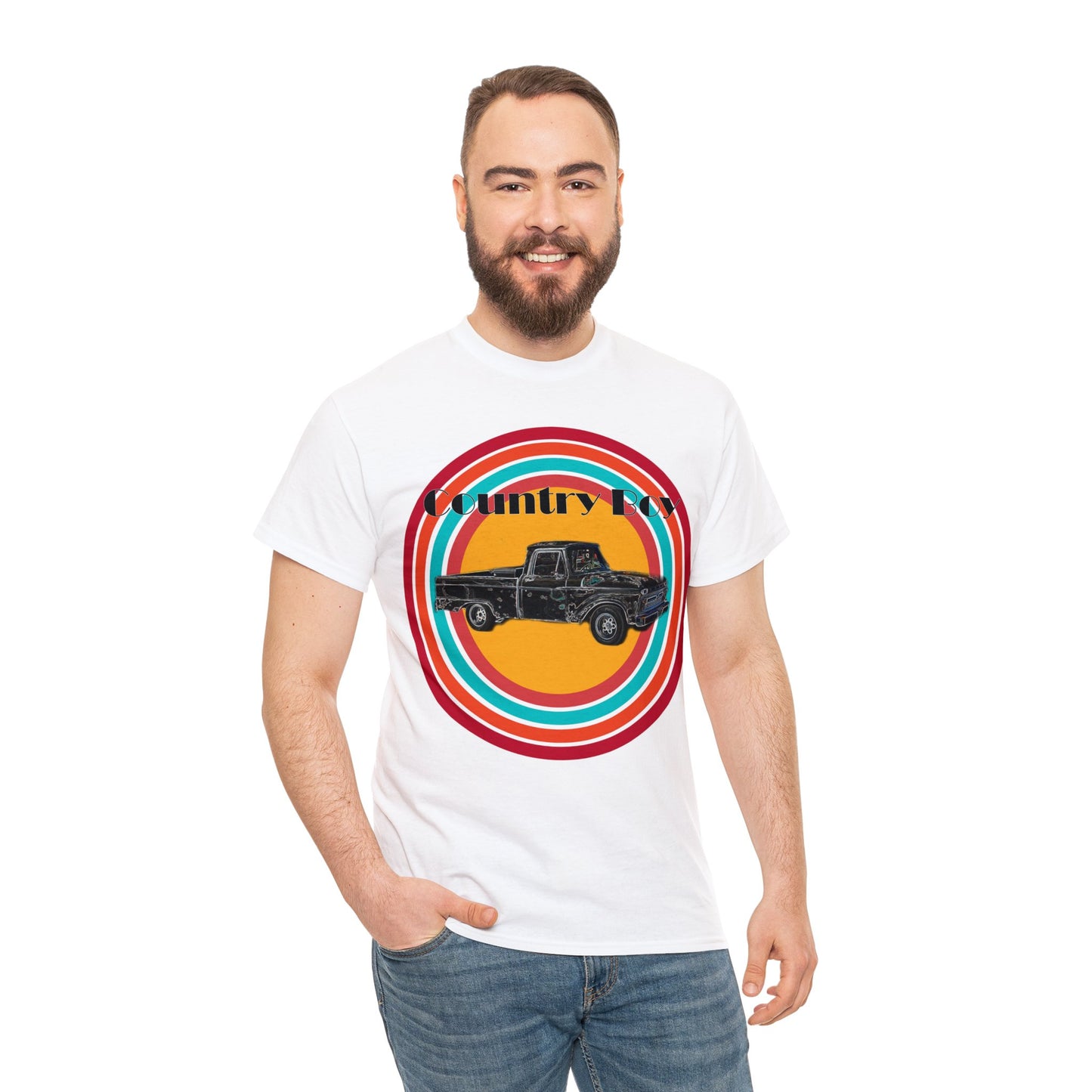 Country Boy Pickup Truck Western Unisex Heavy Cotton Tee