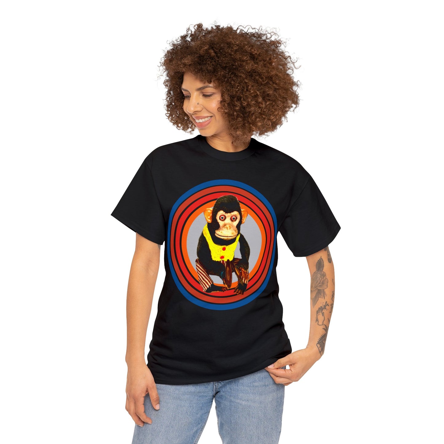 Cymbal Chimp Toy, Jolly Monkey With Cymbals Vintage Retro Heavy Cotton Tee