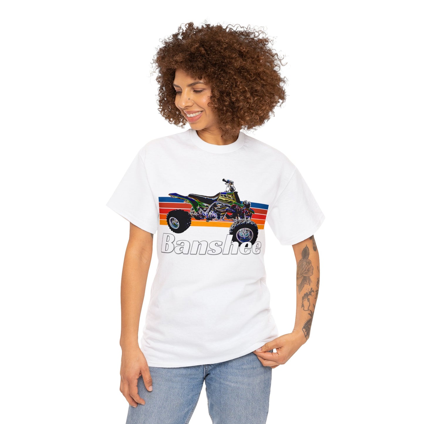 Banshee Quad, ATV, ATC, Vintage, Retro, Yamaha, All Terrain Vehicle Heavy Cotton Tee