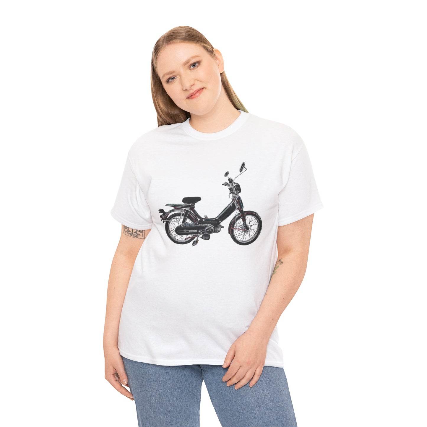 Vintage 1978 Pedal Moped Scooter Mini Bike Motorcycle Moped Heavy Cotton Tee