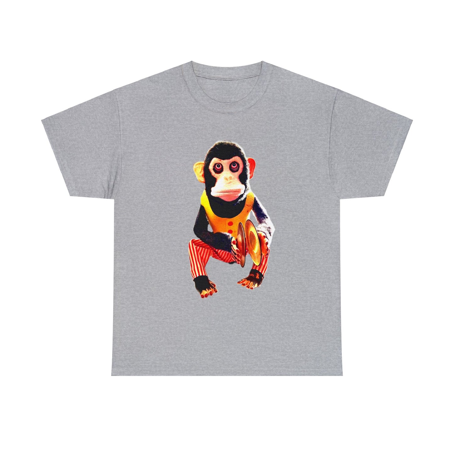 Cymbal Chimp Toy, Jolly Monkey With Cymbals Vintage Retro Heavy Cotton Tee