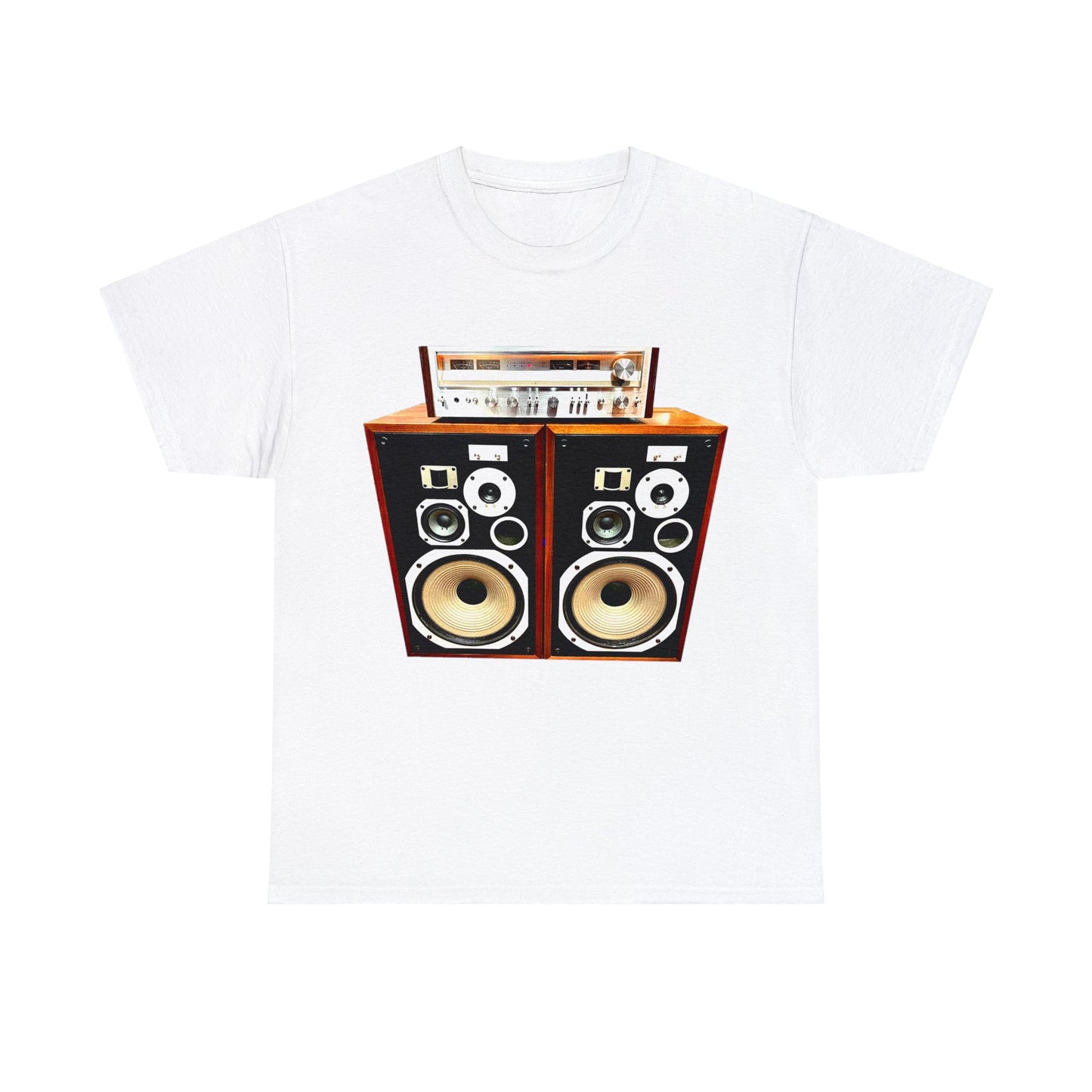 Vintage Stereo Receiver and Speakers, Audiophile, Retro Stereo, High Fidelity Heavy Cotton Tee