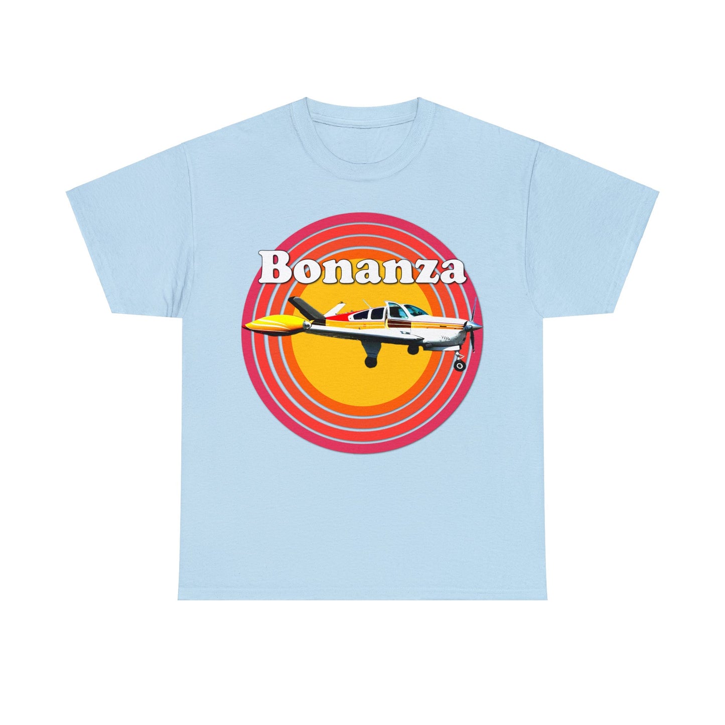 Vintage Bonanza Airplane, 1970s Private Airplane, Turbo Prop Aircraft Heavy Cotton Tee