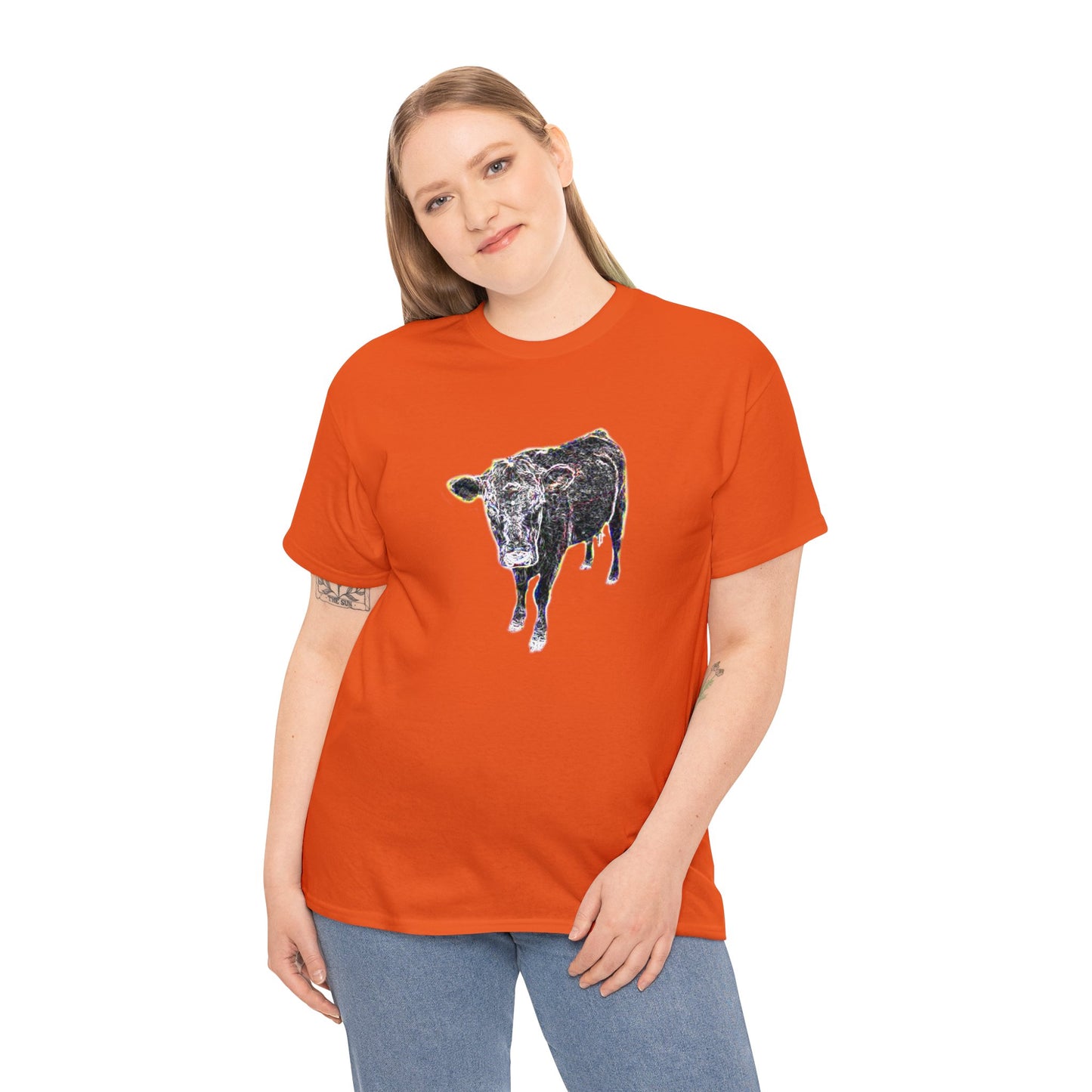 Vintage Retro Cow on the Farm Heavy Cotton Tee